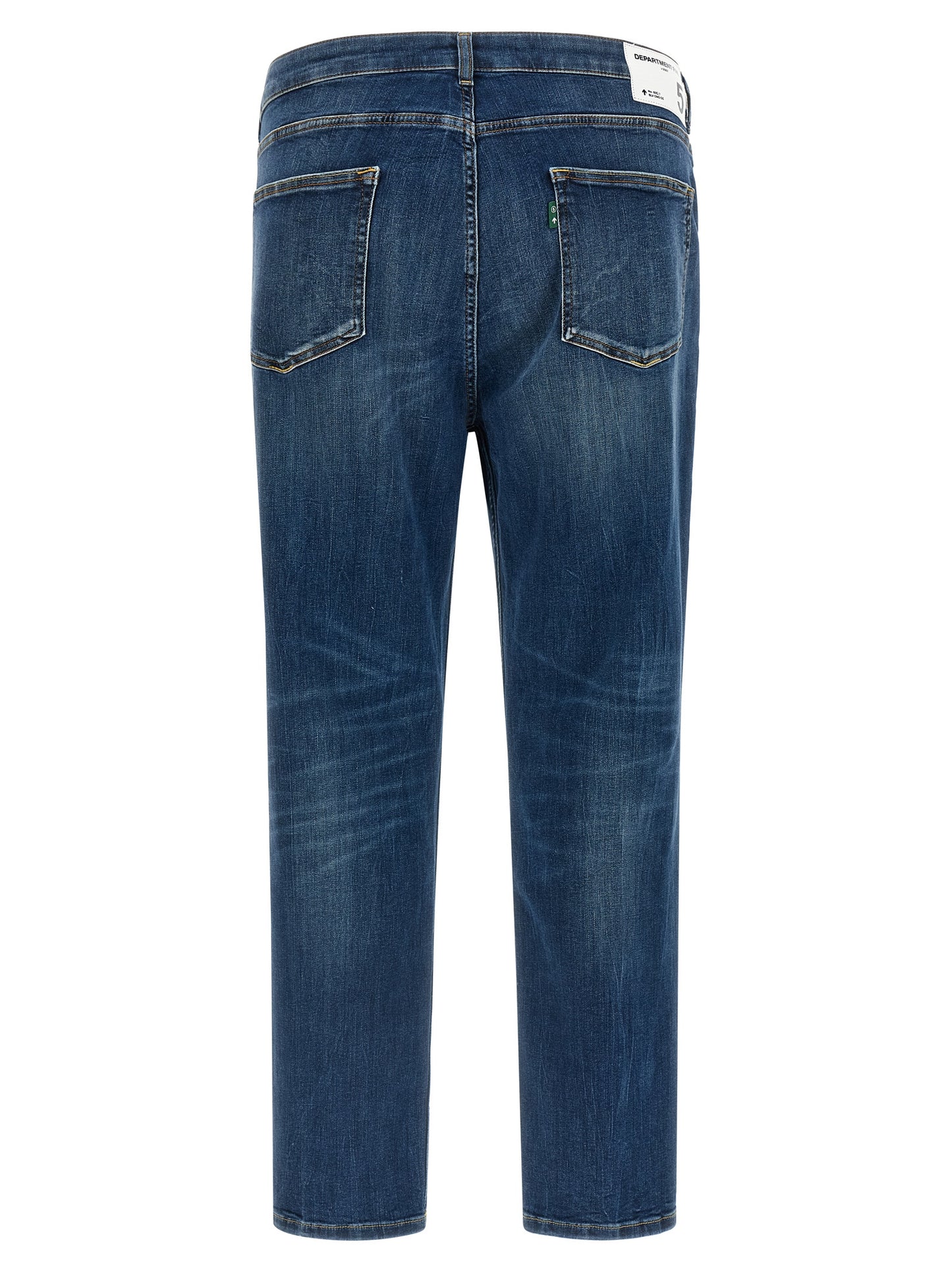 Blue Cotton Cropped Jeans