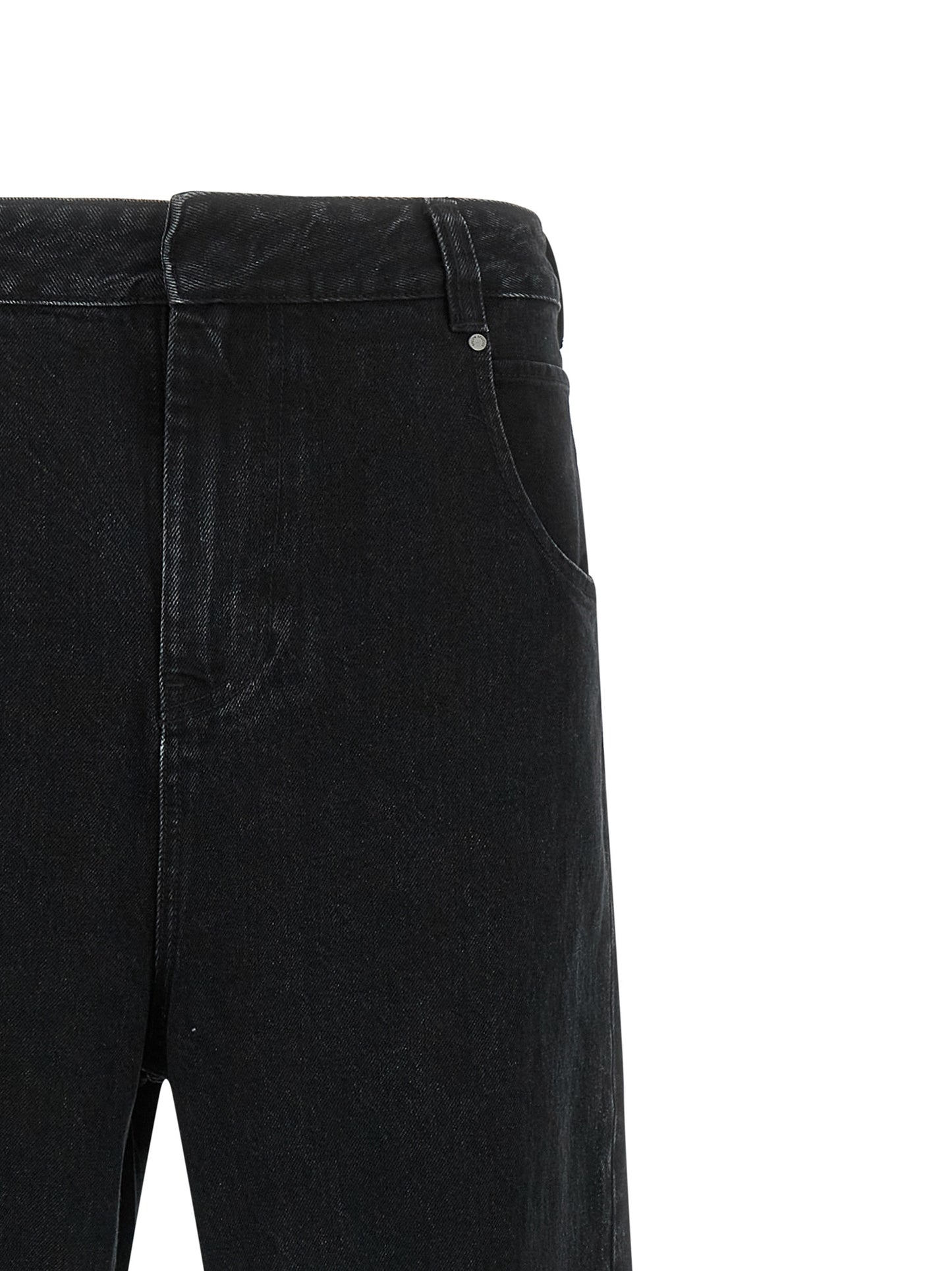 Black Cotton Straight-Leg Jeans