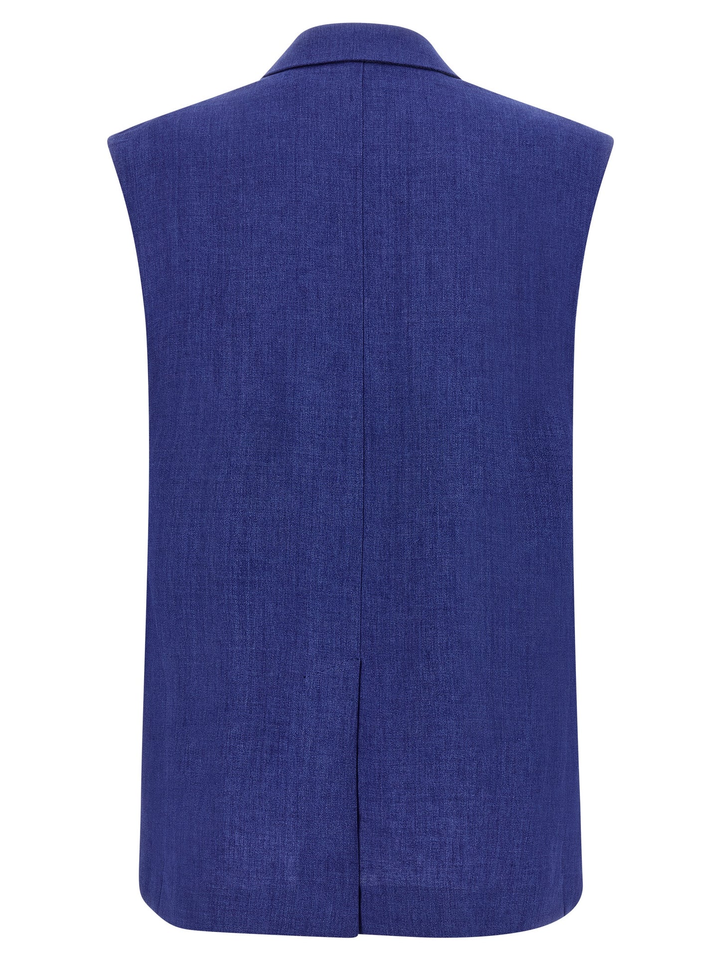 Blue Linen Sleeveless Jacket