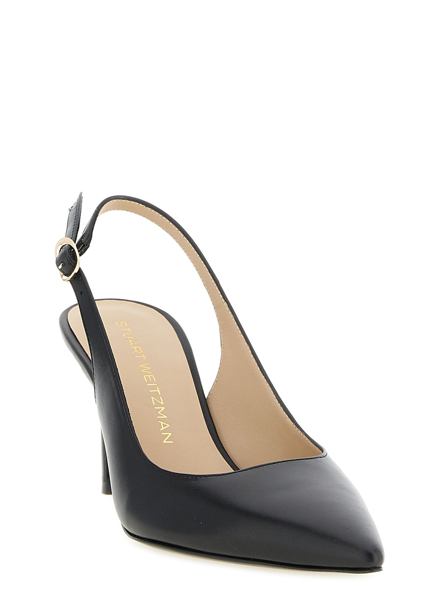 Black Calfskin Mid Heel Pumps