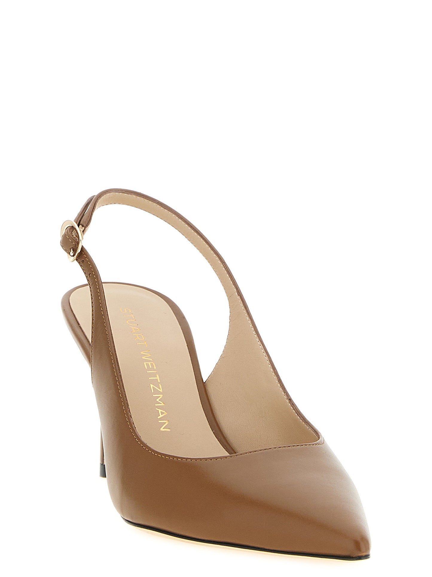 Brown Calfskin Mid Heel Pumps