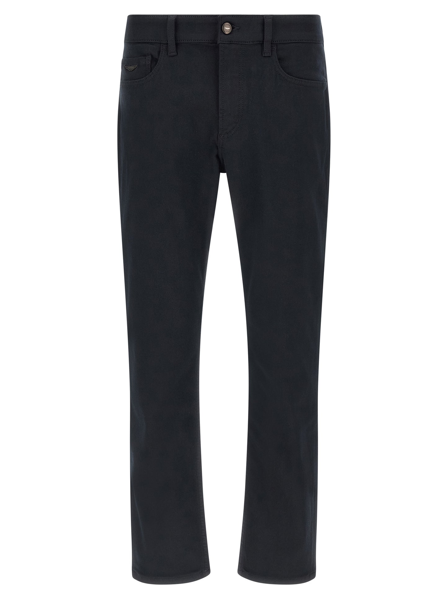 Blue Polyester Straight-Leg Jeans