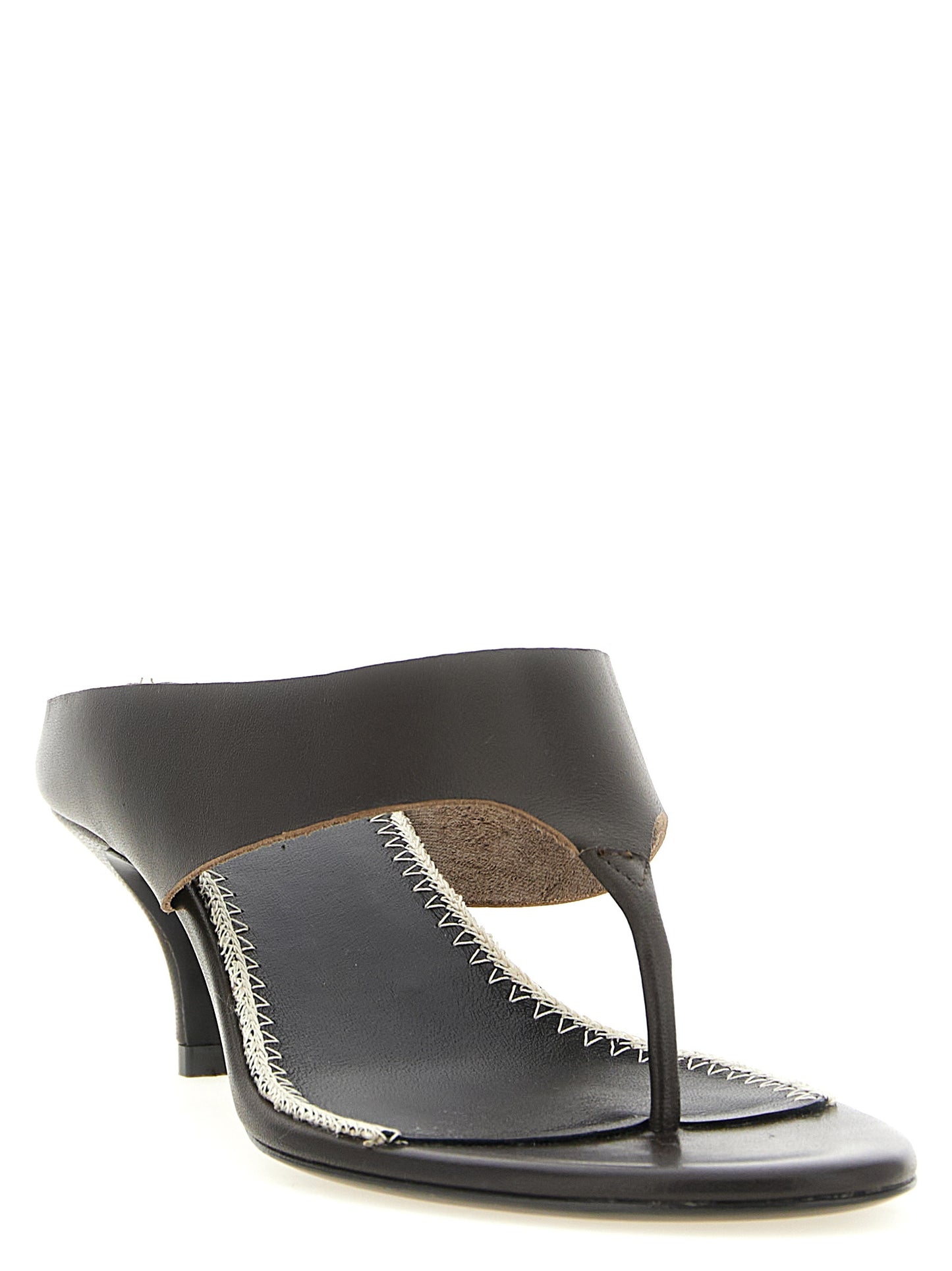 Brown Leather Stiletto Heel Sandals
