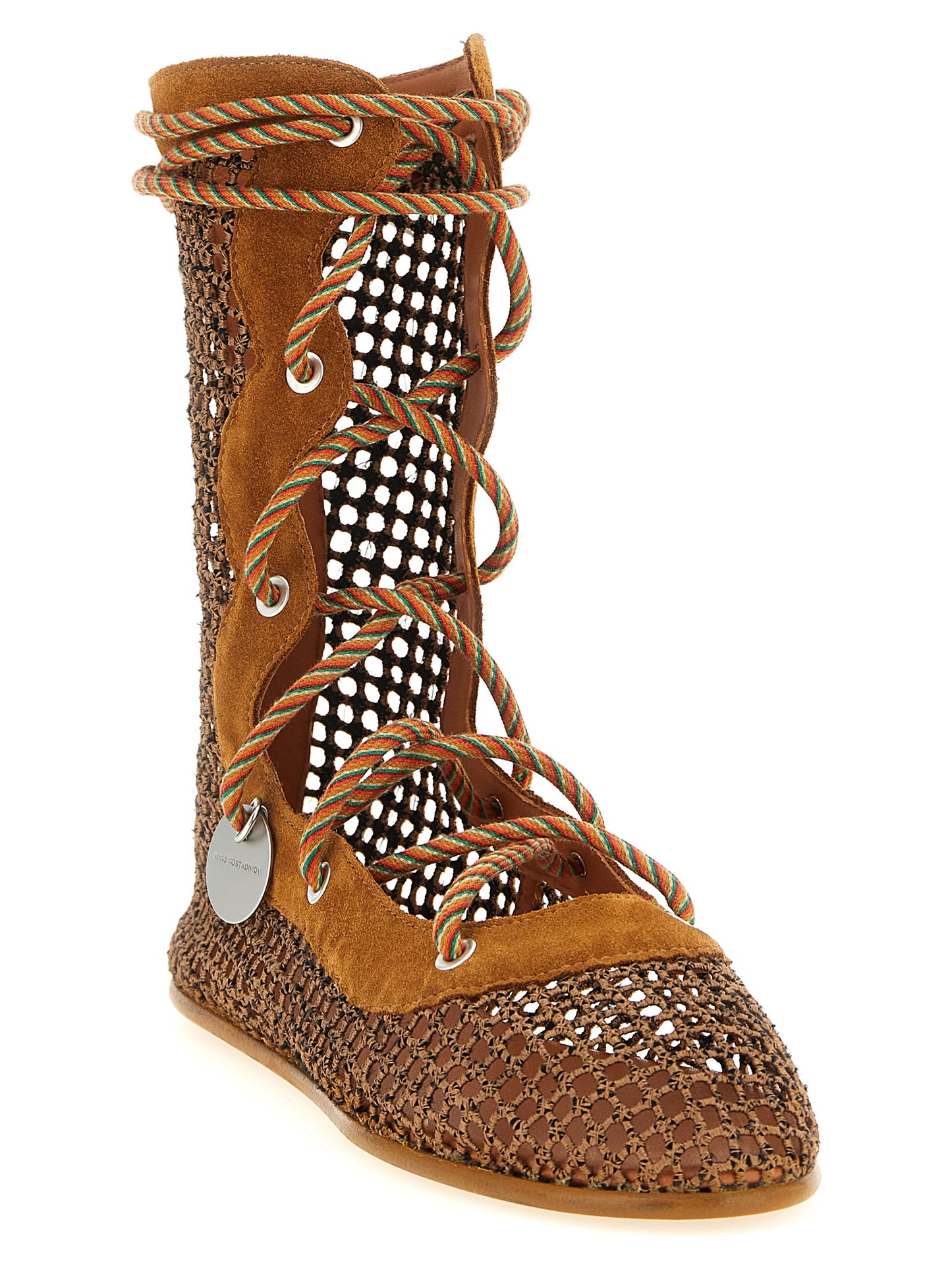 Brown Polyester Ankle Boots