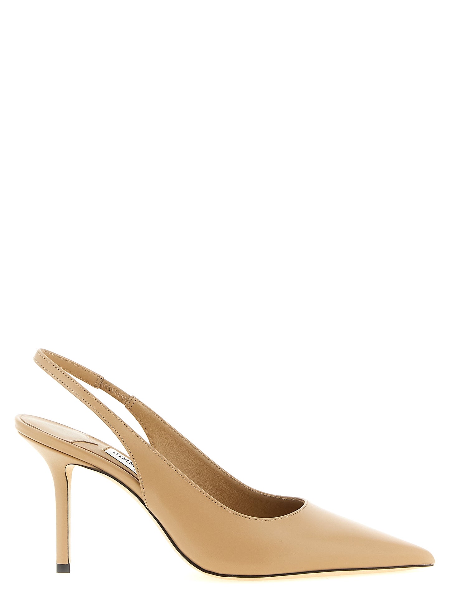 Beige Leather High Heel Pumps