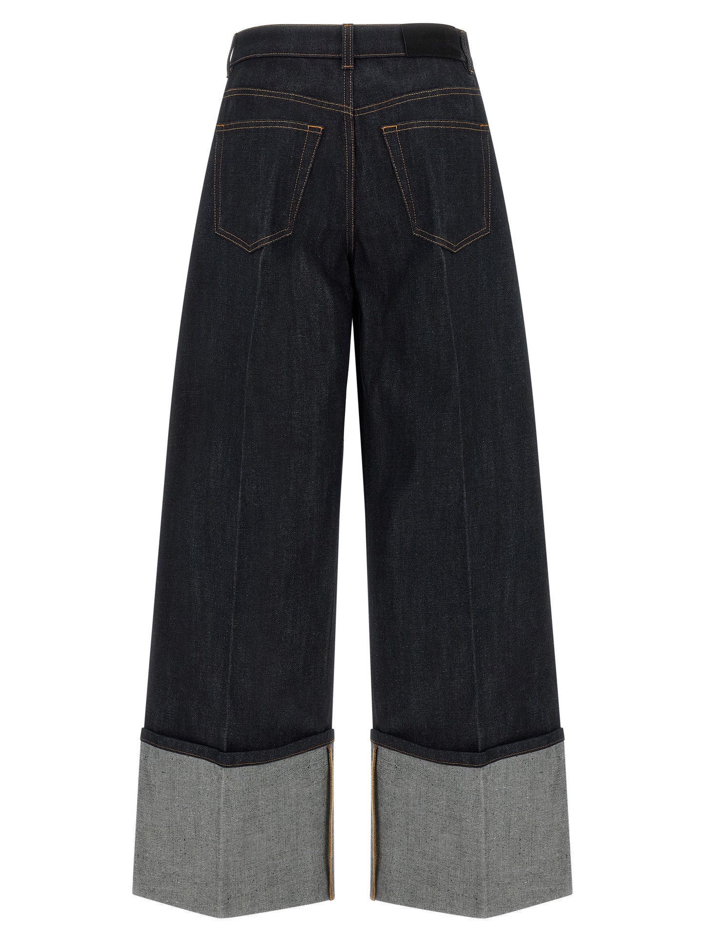 Blue Cotton Flared Jeans