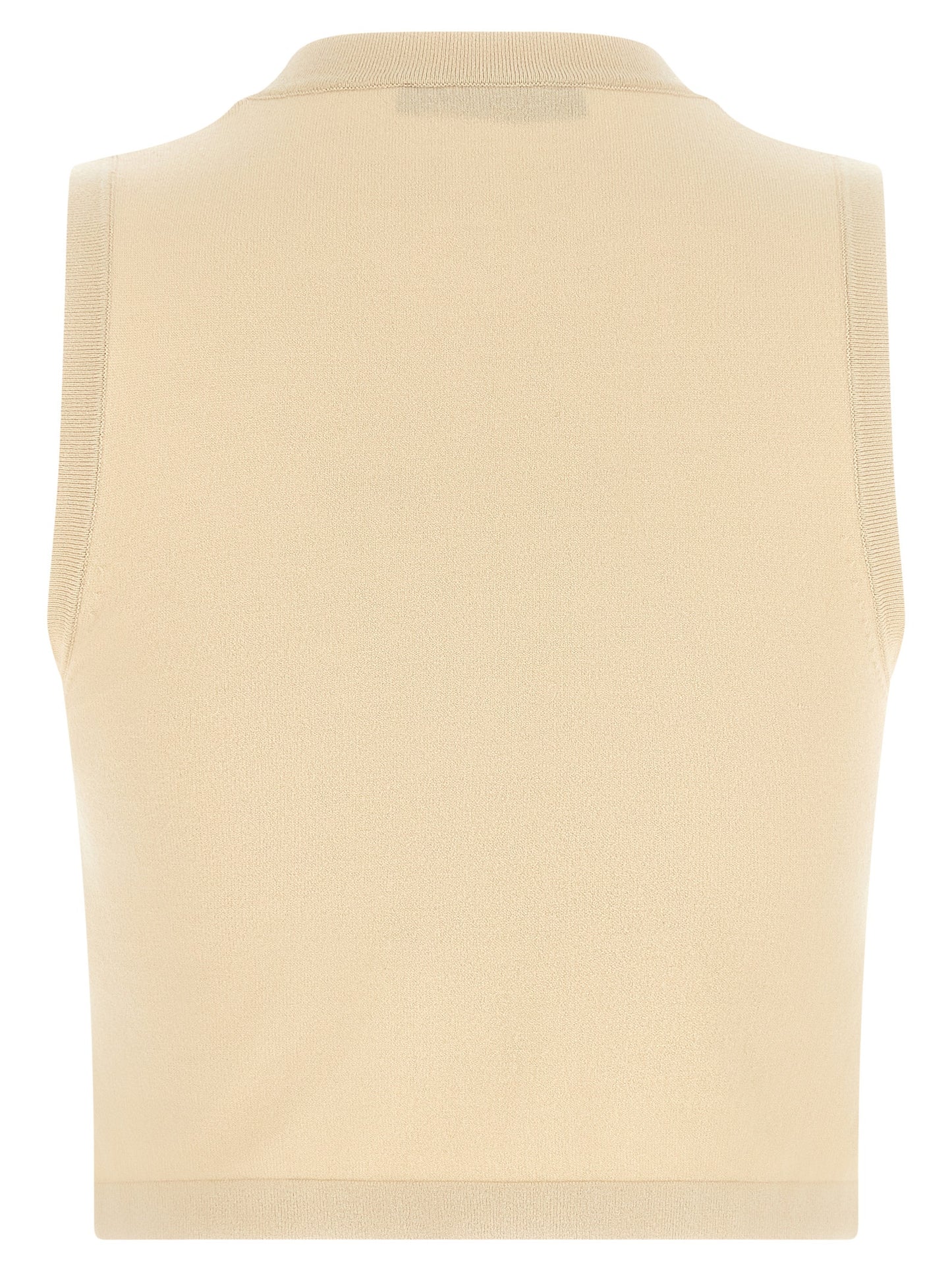 Beige Viscose Sleeveles T-Shirt