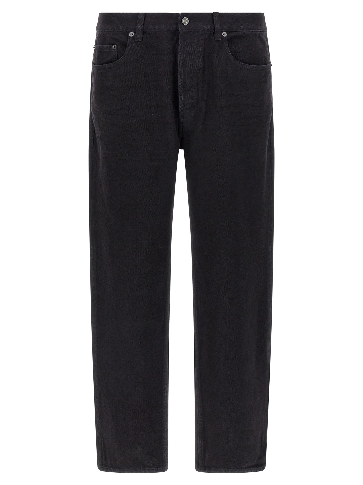 Black Cotton Straight-Leg Jeans