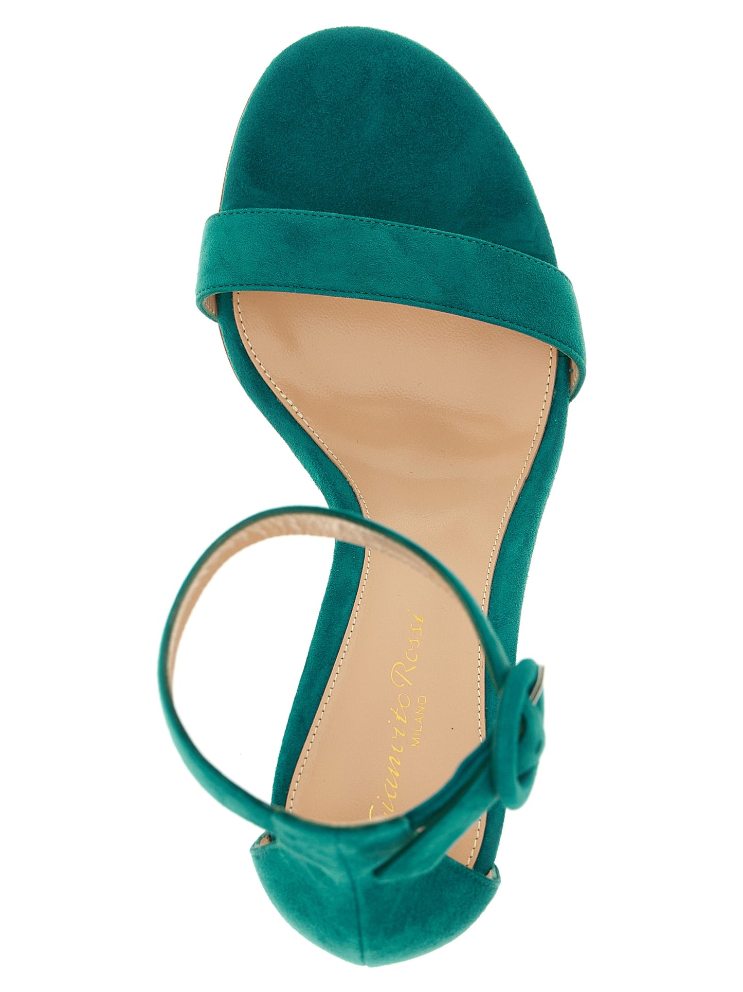 Bicolor Suede Leather Stiletto Heel Sandals