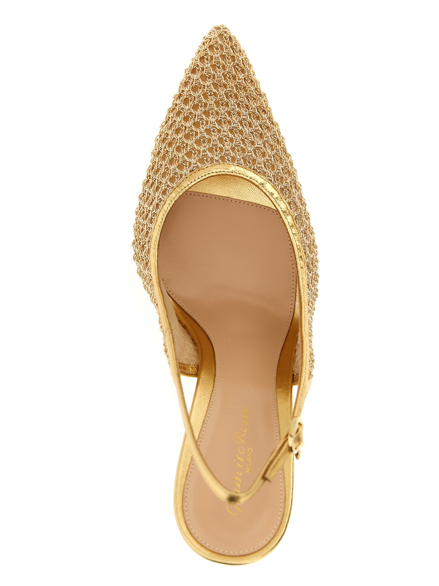 Gold Fabric High Heel Pumps
