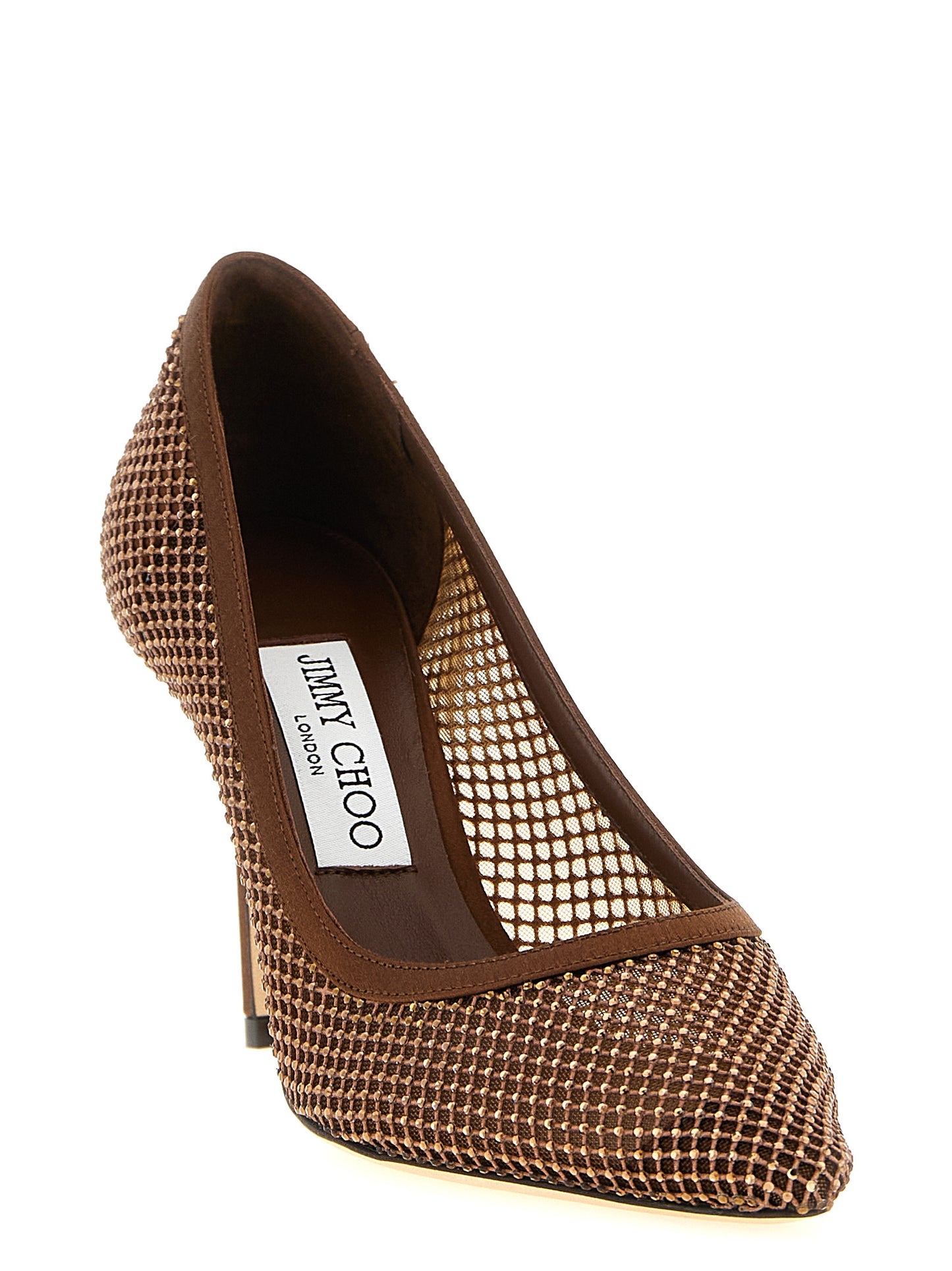 Brown Tencel High Heel Pumps