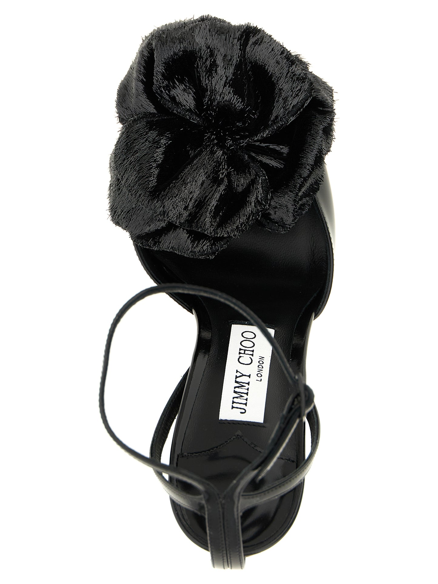 Black Leather Stiletto Heel Sandals