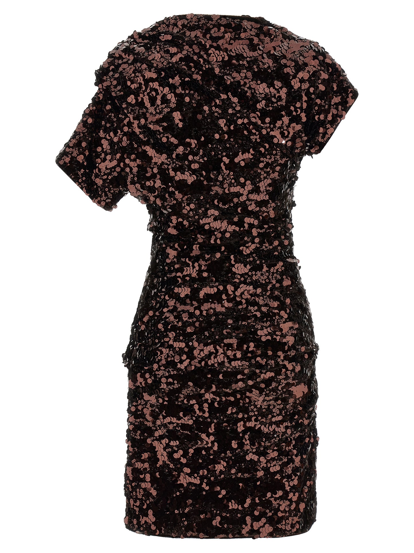 Brown Polyester Short Dress