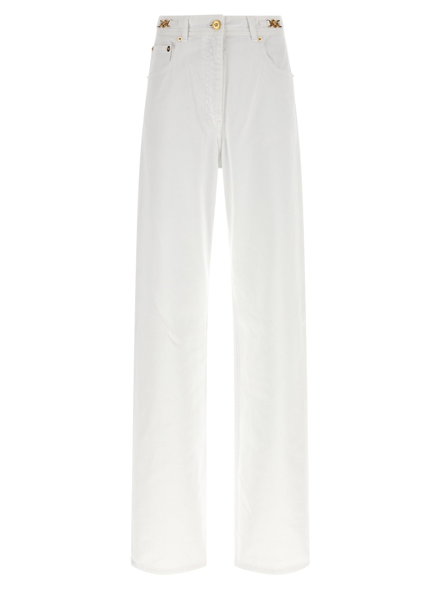 White Cotton Straight-Leg Jeans