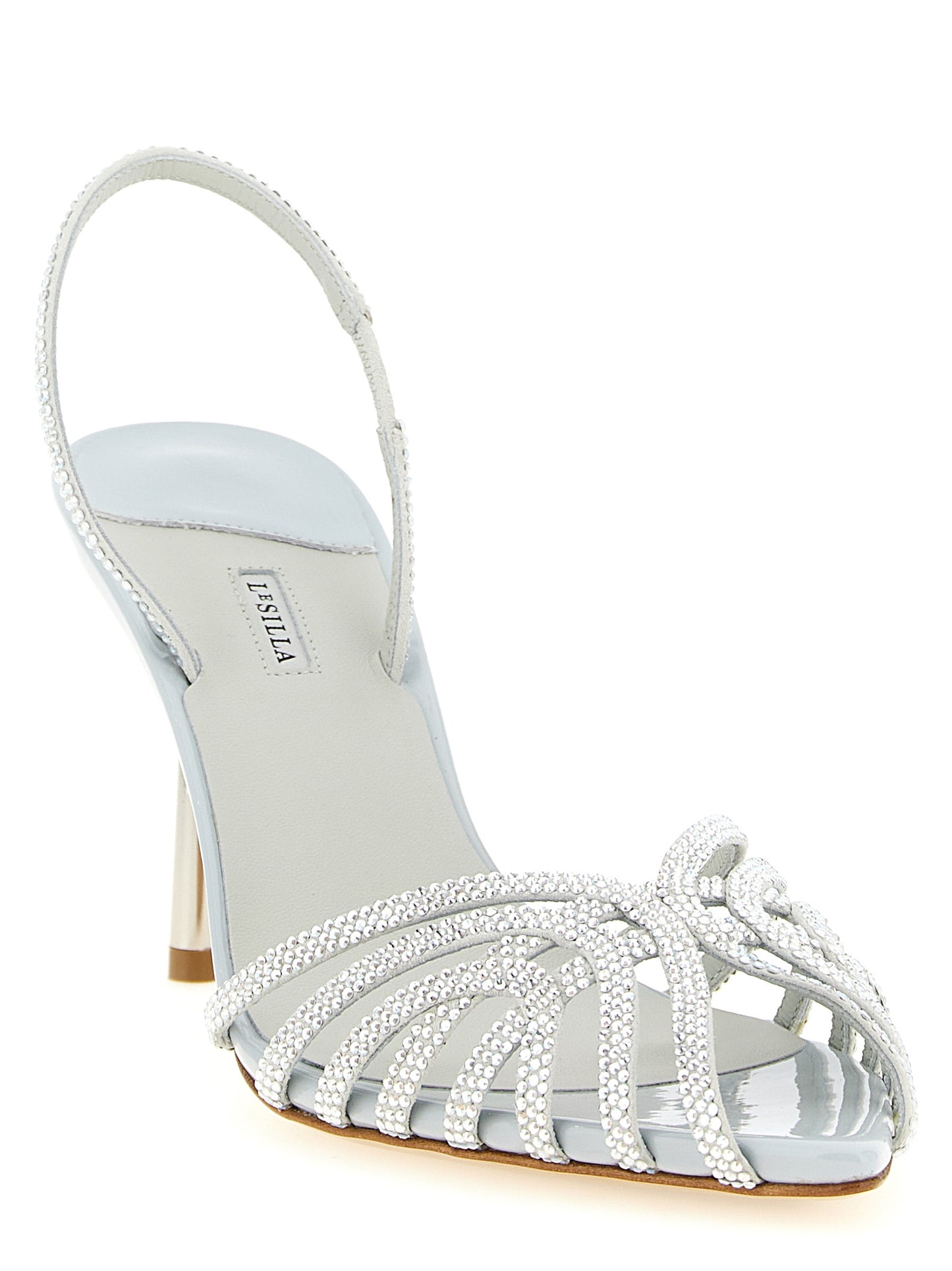 Gray Goatskin Stiletto Heel Sandals