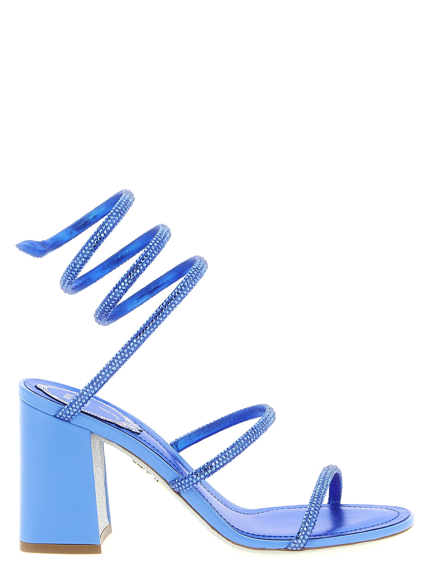 Blue Viscose Stiletto Heel Sandals