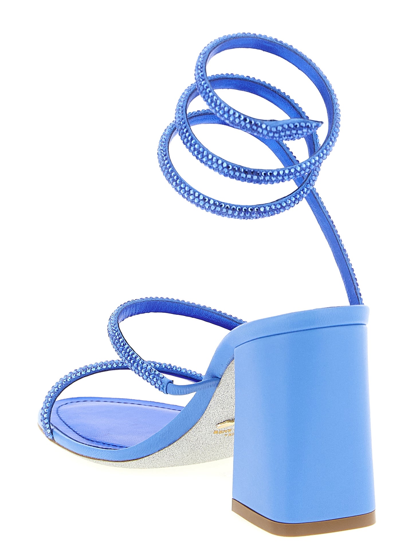 Blue Viscose Stiletto Heel Sandals