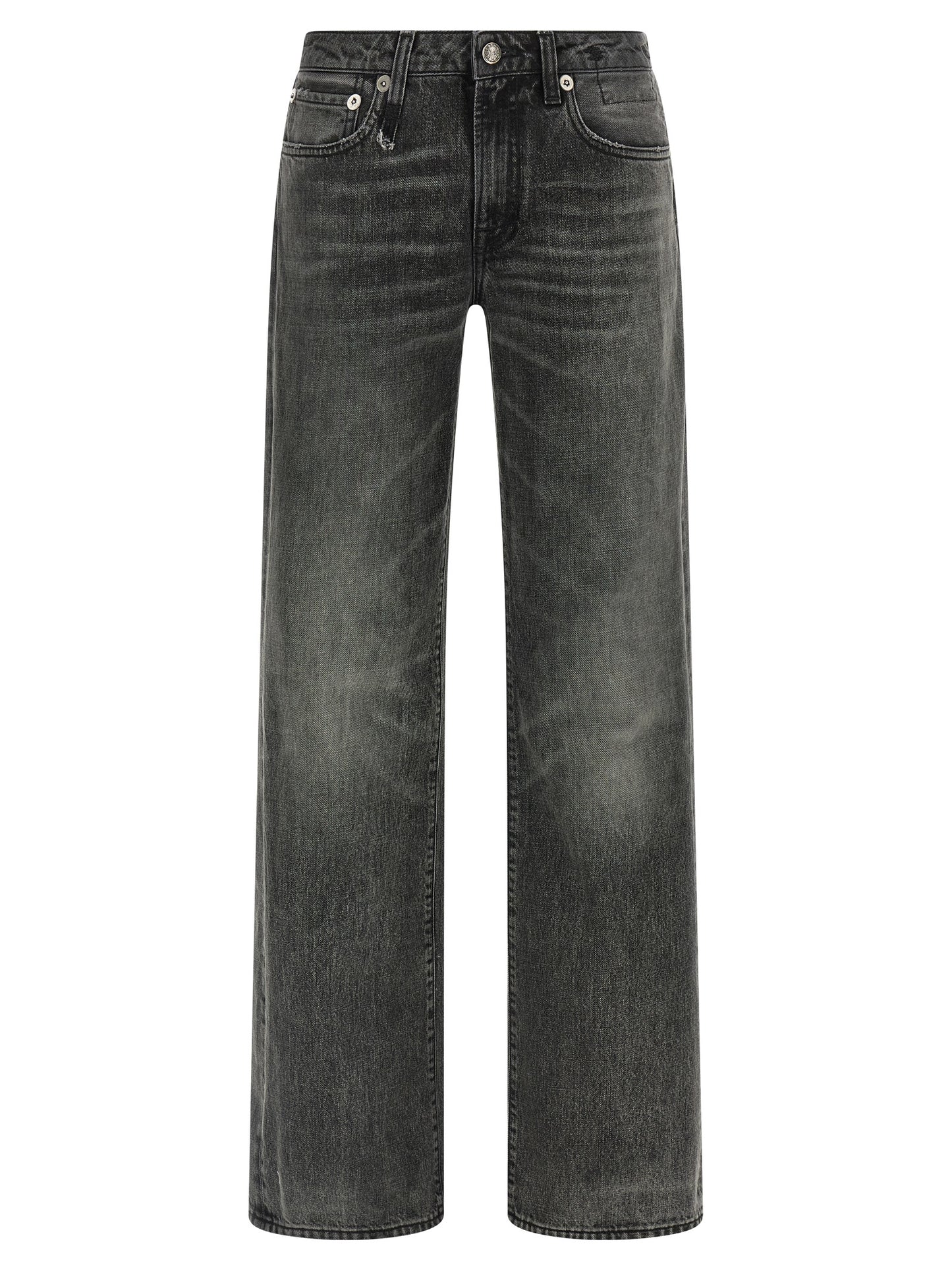 Gray Cotton Straight-Leg Jeans