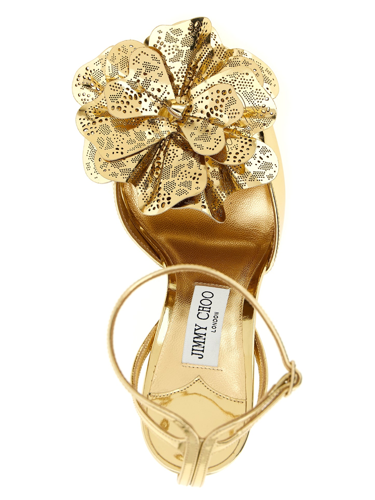 Gold Leather Stiletto Heel Sandals