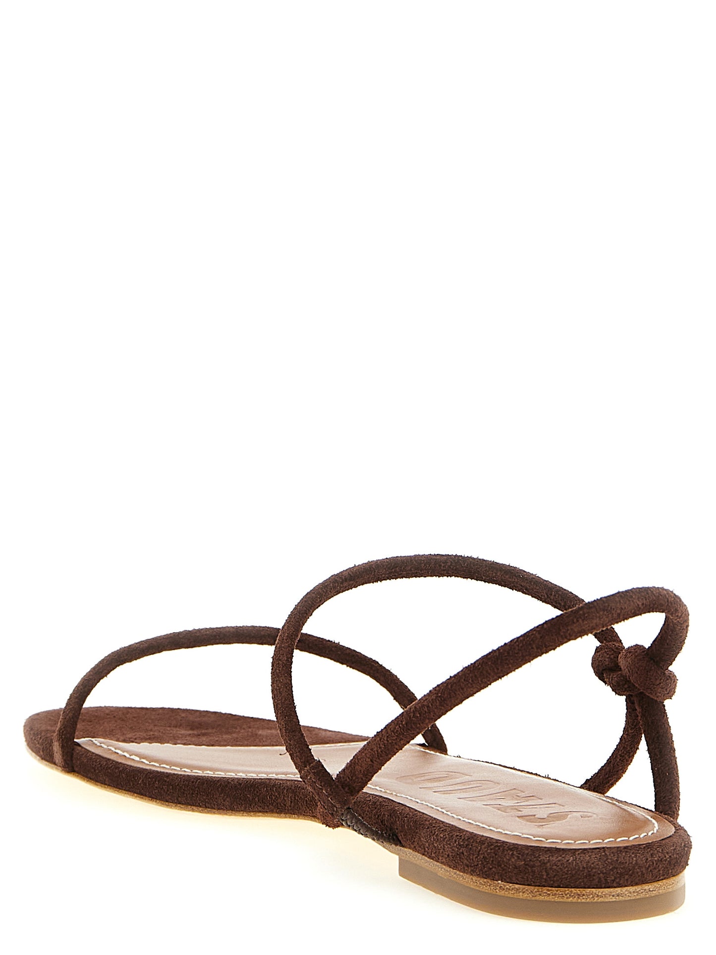 Brown Cowhide Flat Sandals