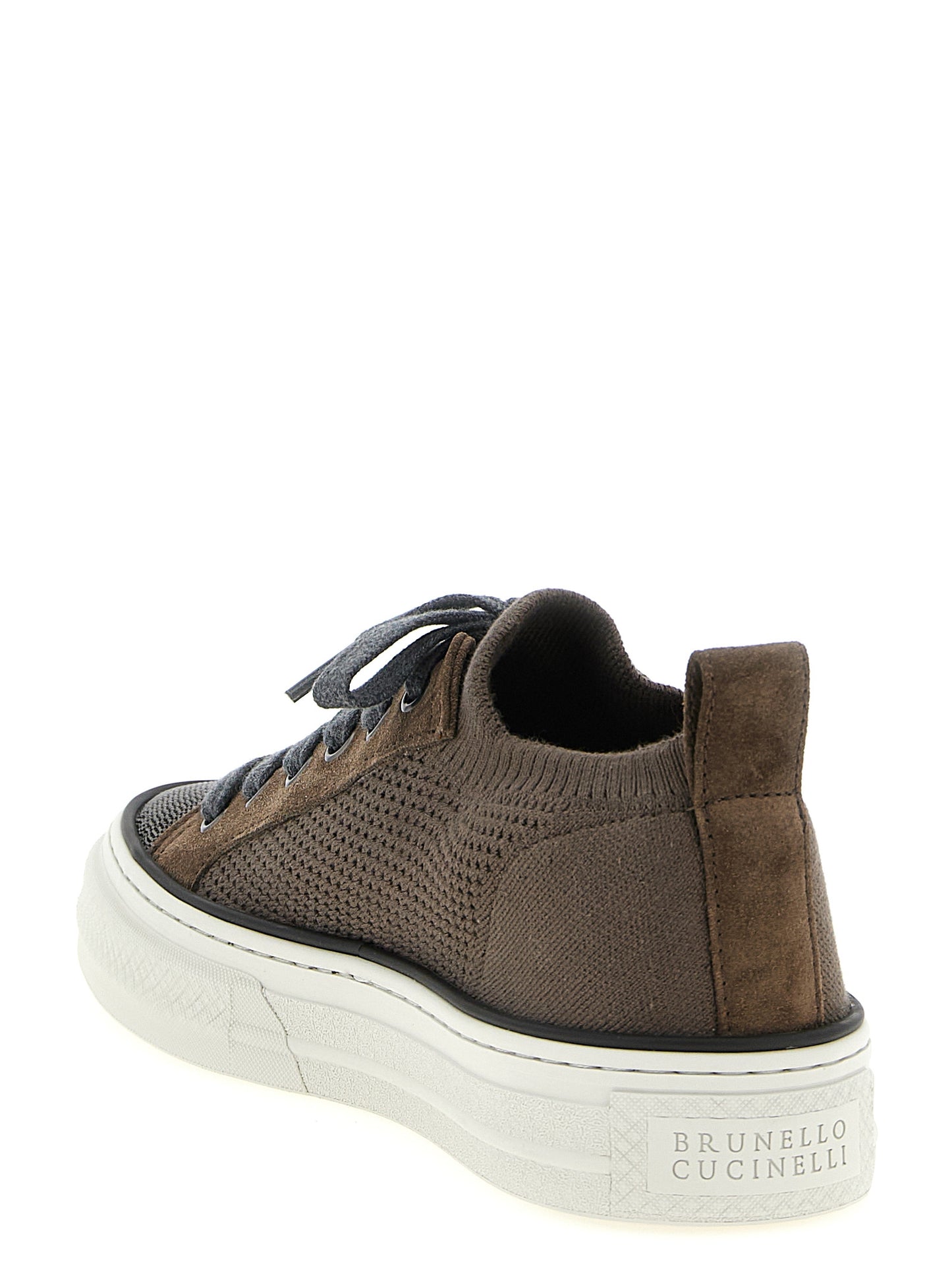 Brown Cotton Low Top Sneakers