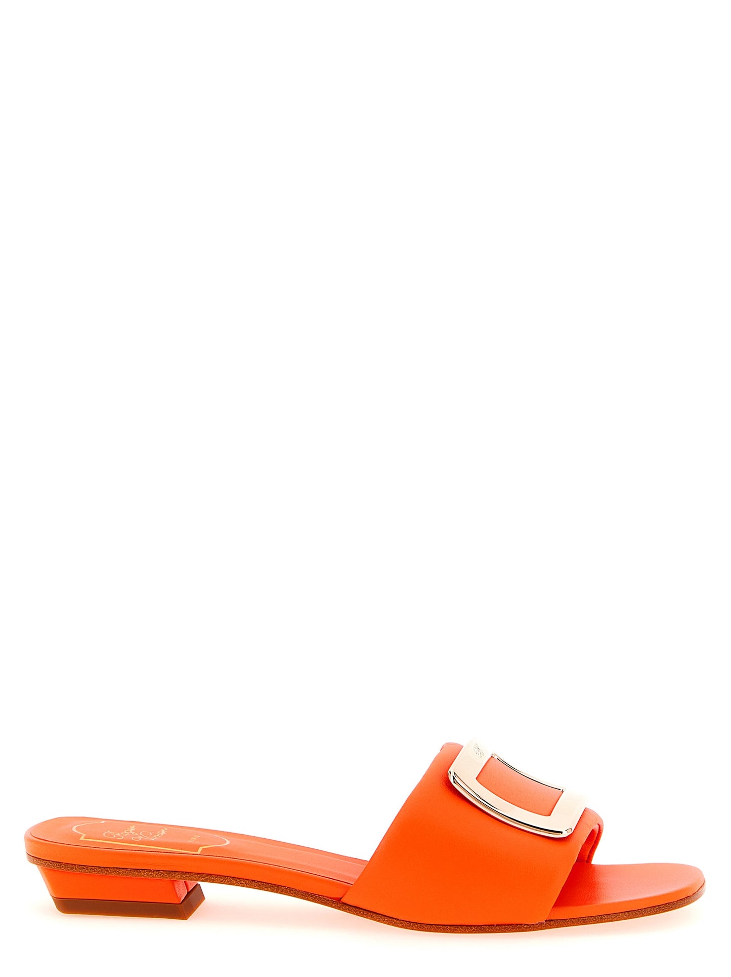 Orange Lamb Leather Mid Heel Pumps
