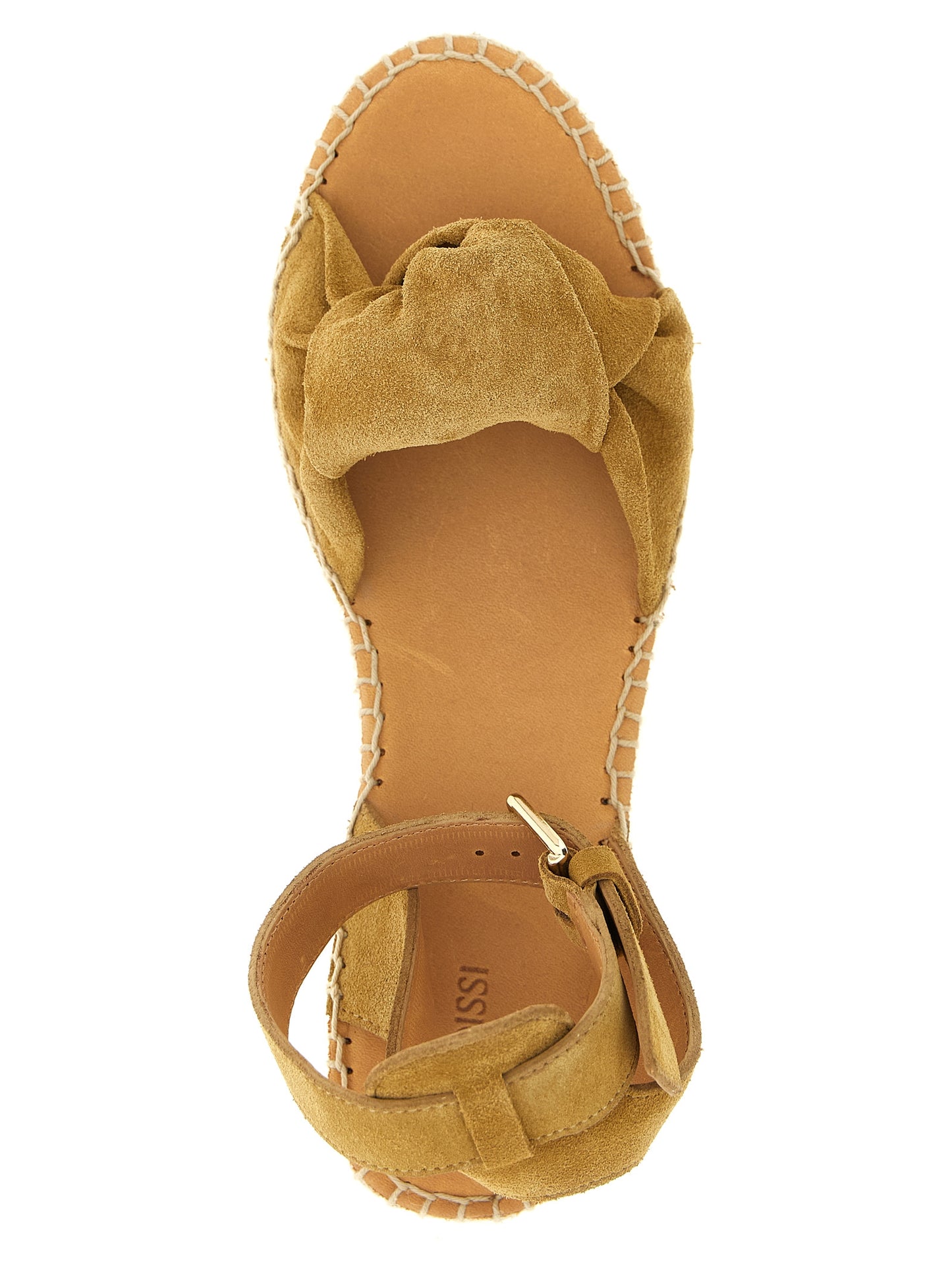 Beige Calfskin Wedge Sandals