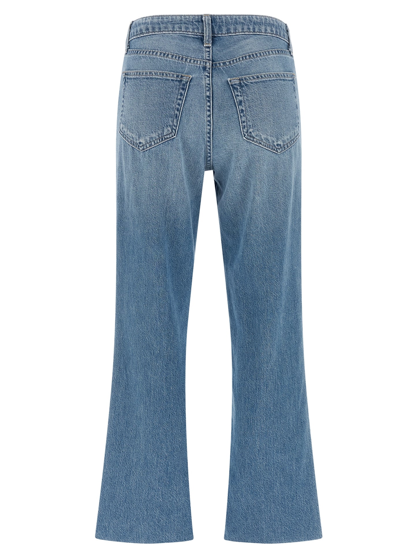 Blue Cotton Flared Jeans