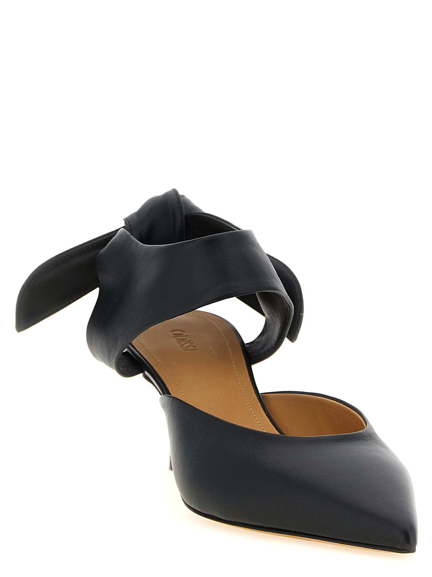 Black Lamb Leather Mid Heel Pumps