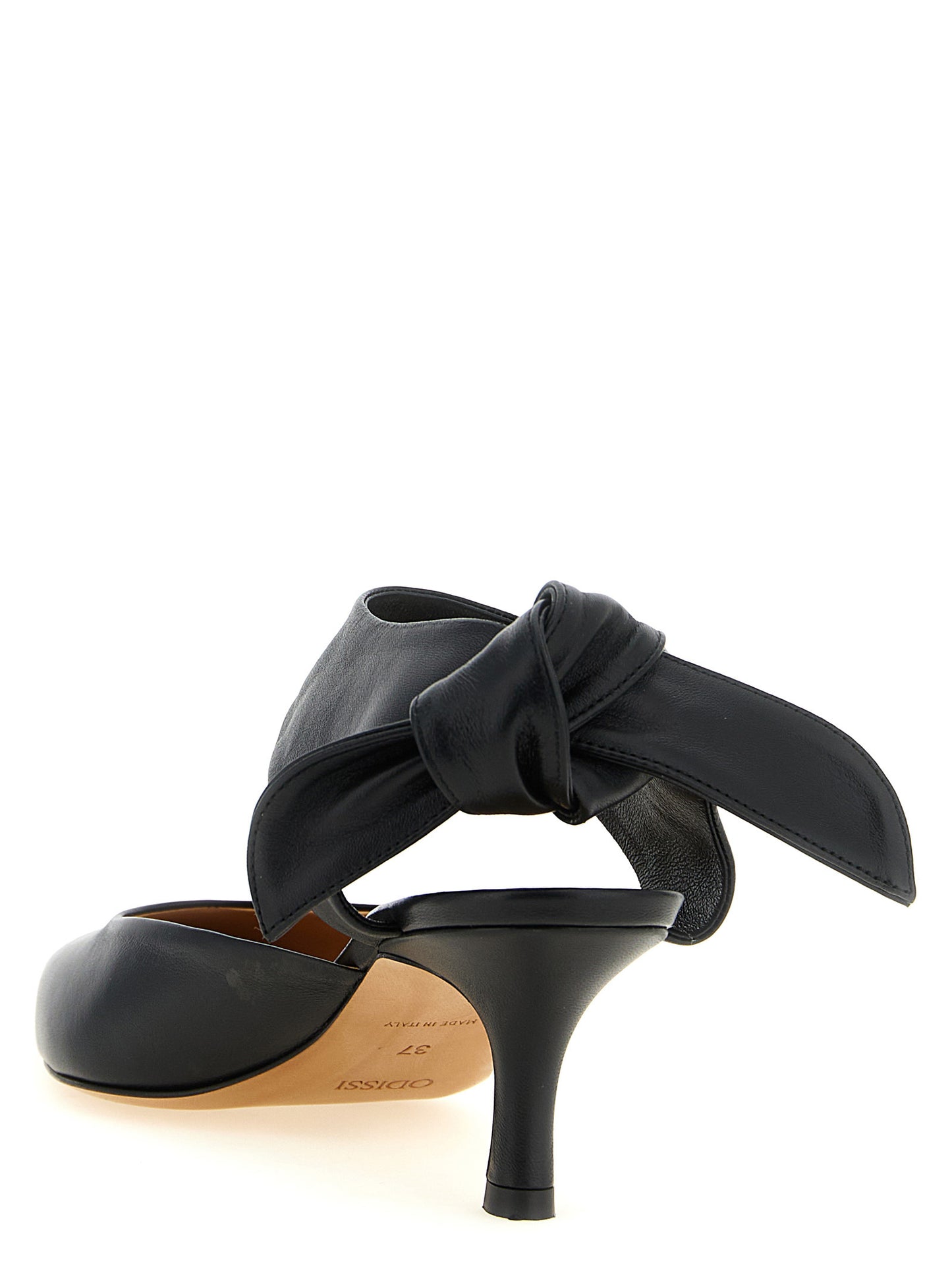 Black Lamb Leather Mid Heel Pumps