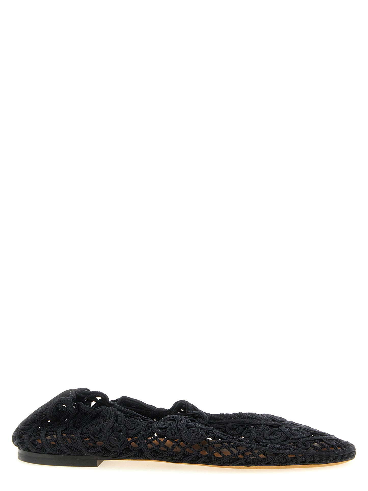 Black Polyester Ballet Flats