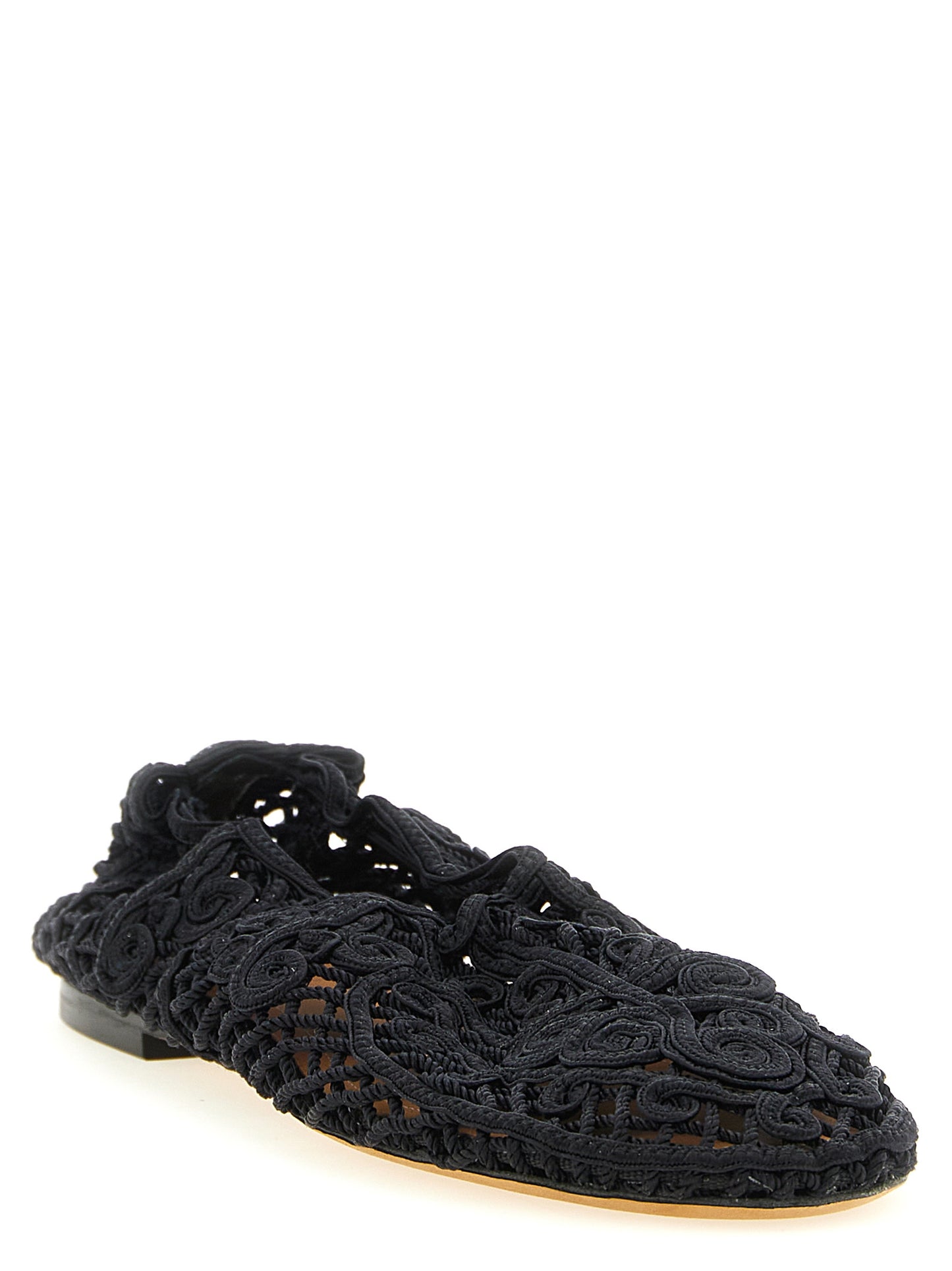 Black Polyester Ballet Flats
