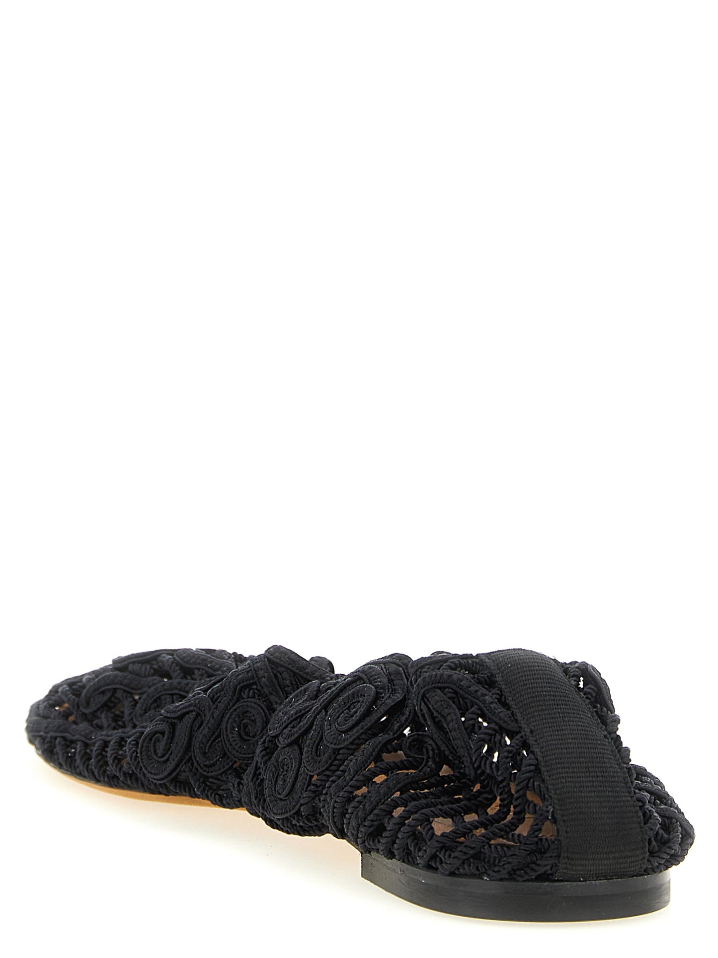 Black Polyester Ballet Flats