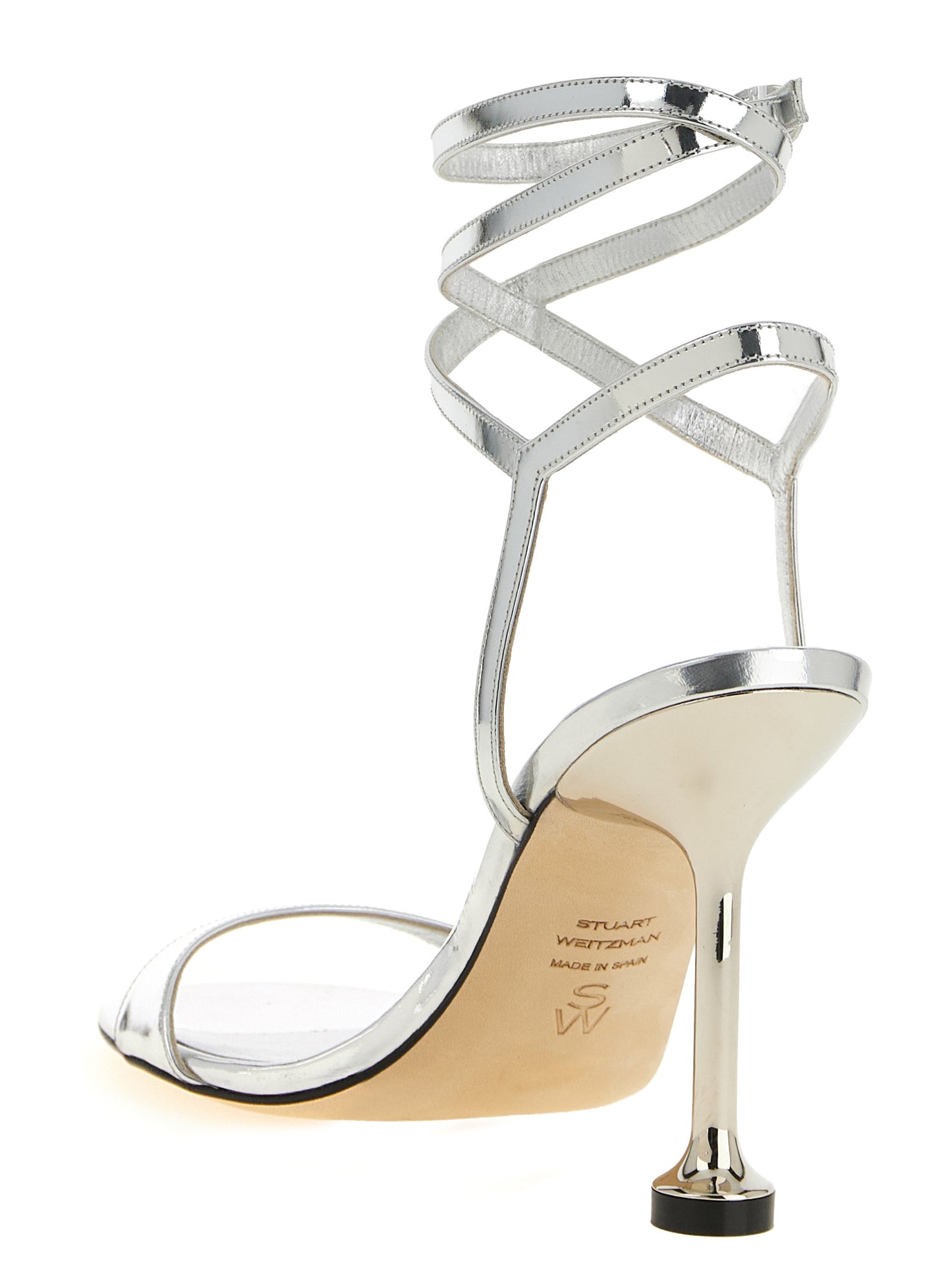 Silver Polyethylene Stiletto Heel Sandals