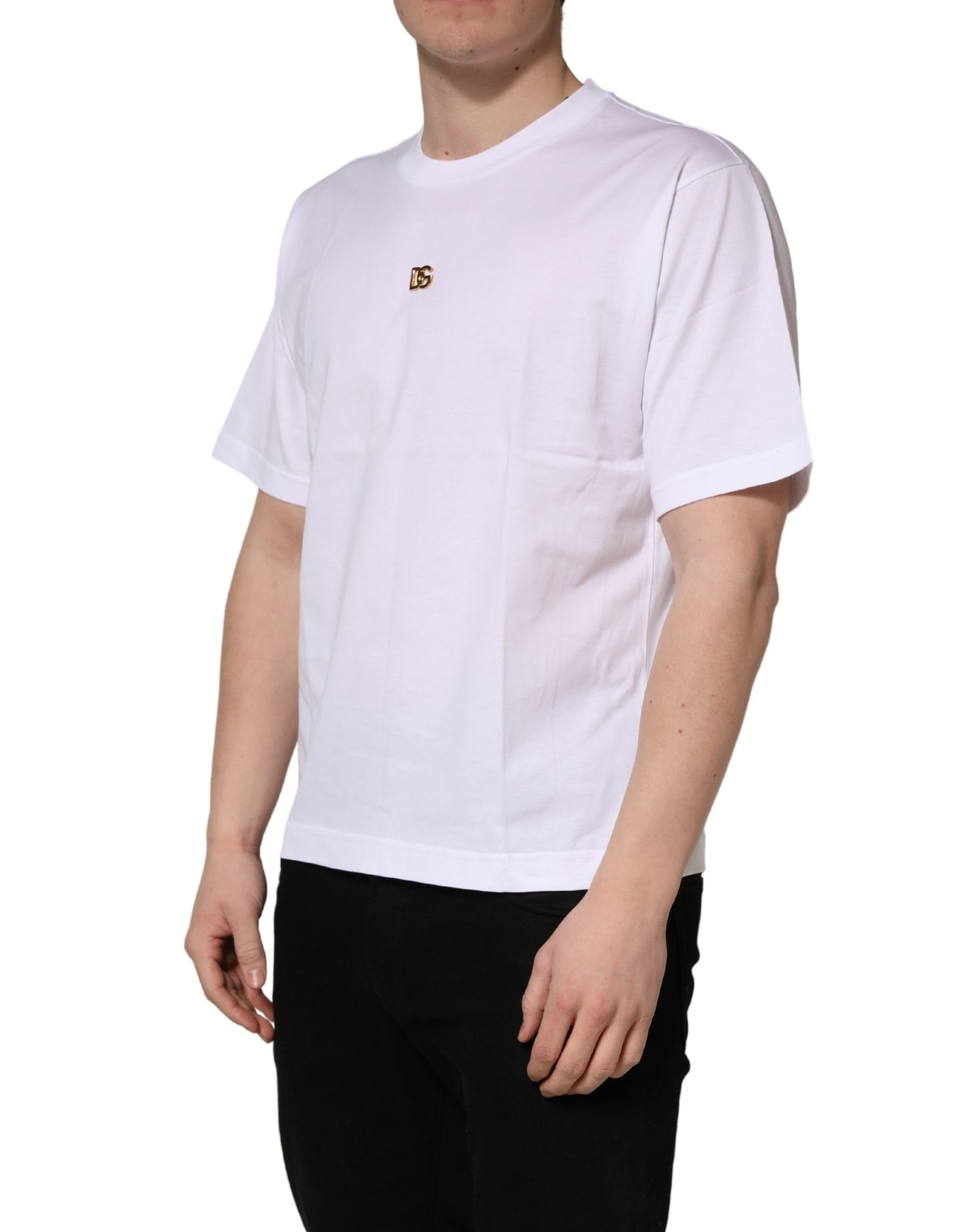 White Metal DG Logo Cotton Short Sleeves T-shirt