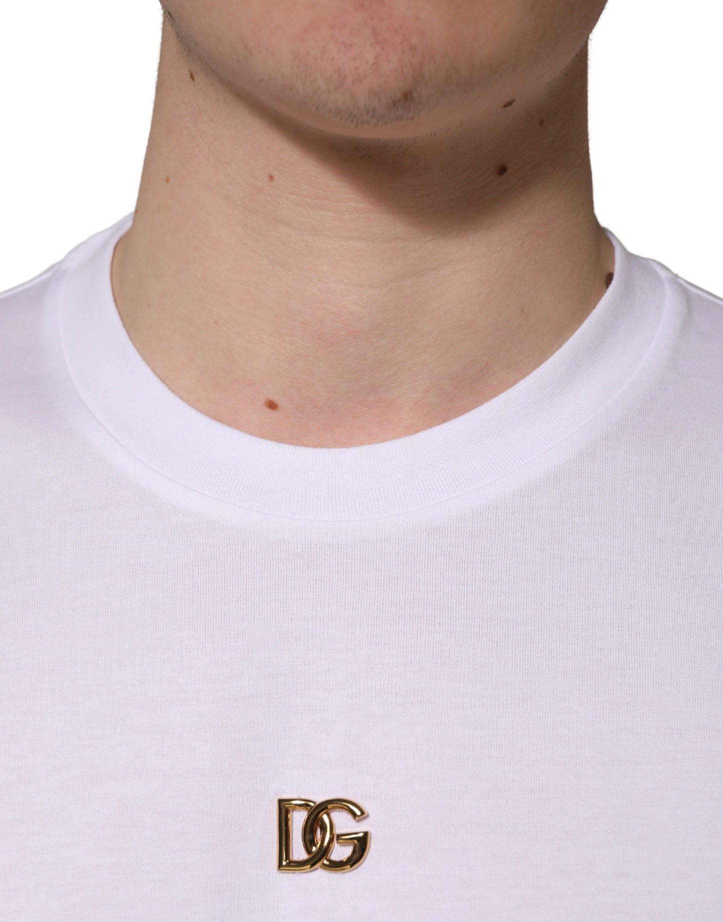 White Metal DG Logo Cotton Short Sleeves T-shirt