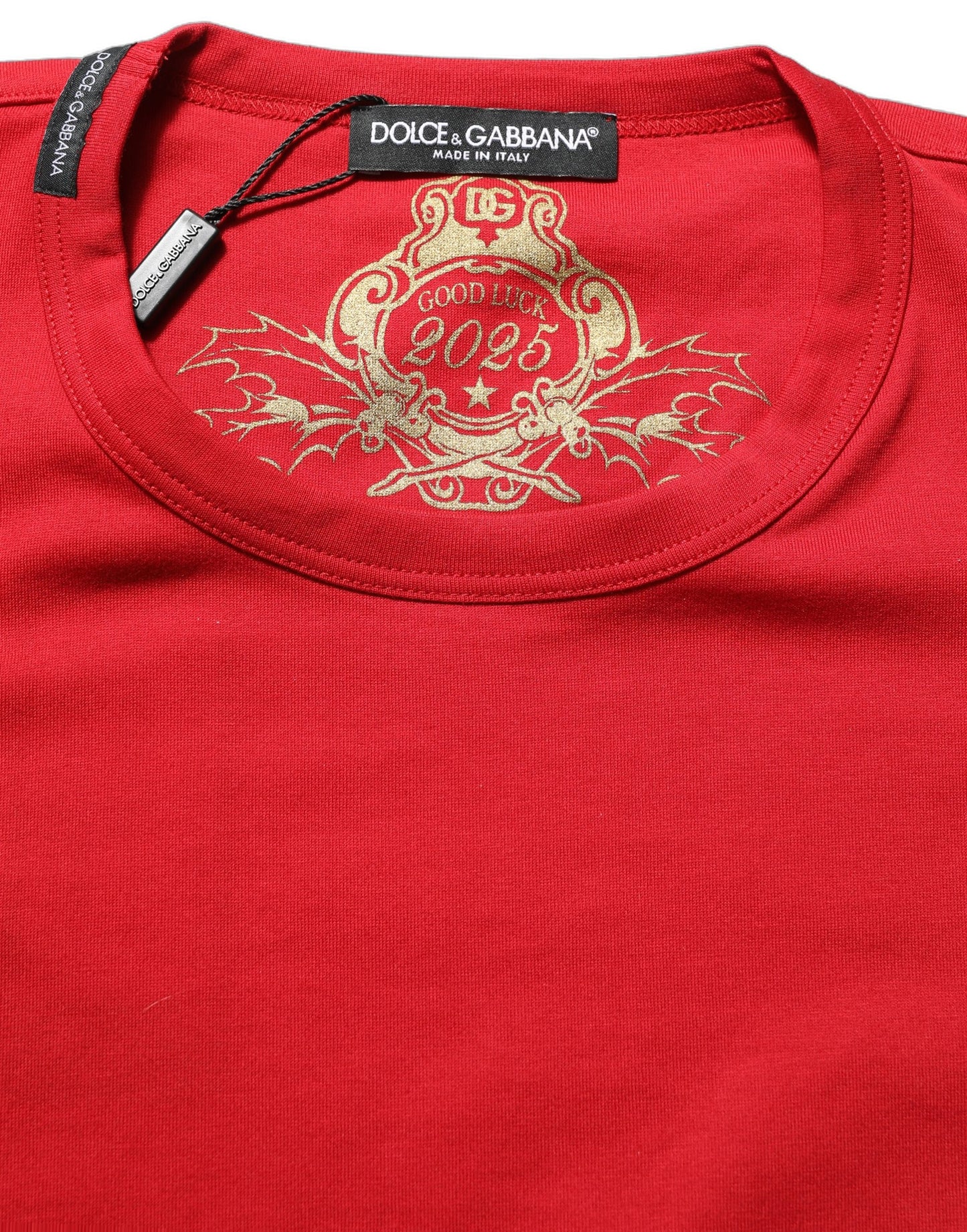 Red Goodluck 2023 Cotton Crew Neck T-shirt
