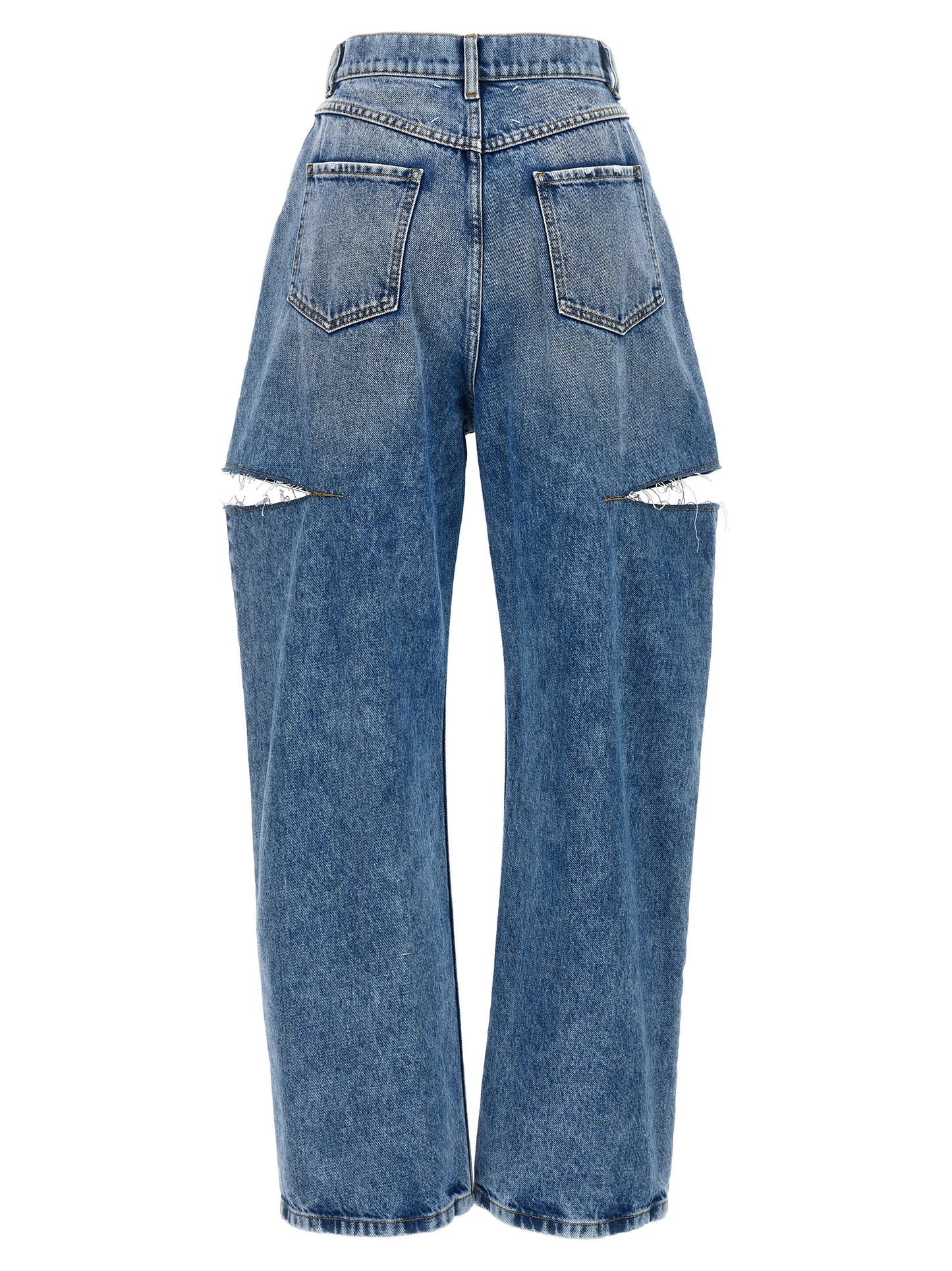 Blue Cotton Straight-Leg Jeans