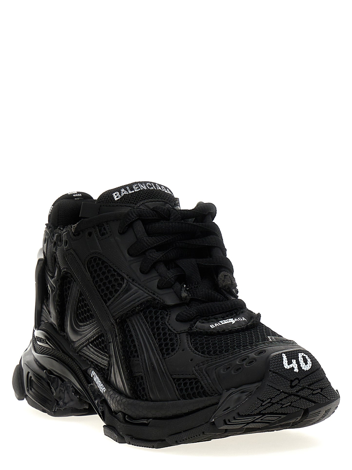 Black Polyester Athletic Sneakers