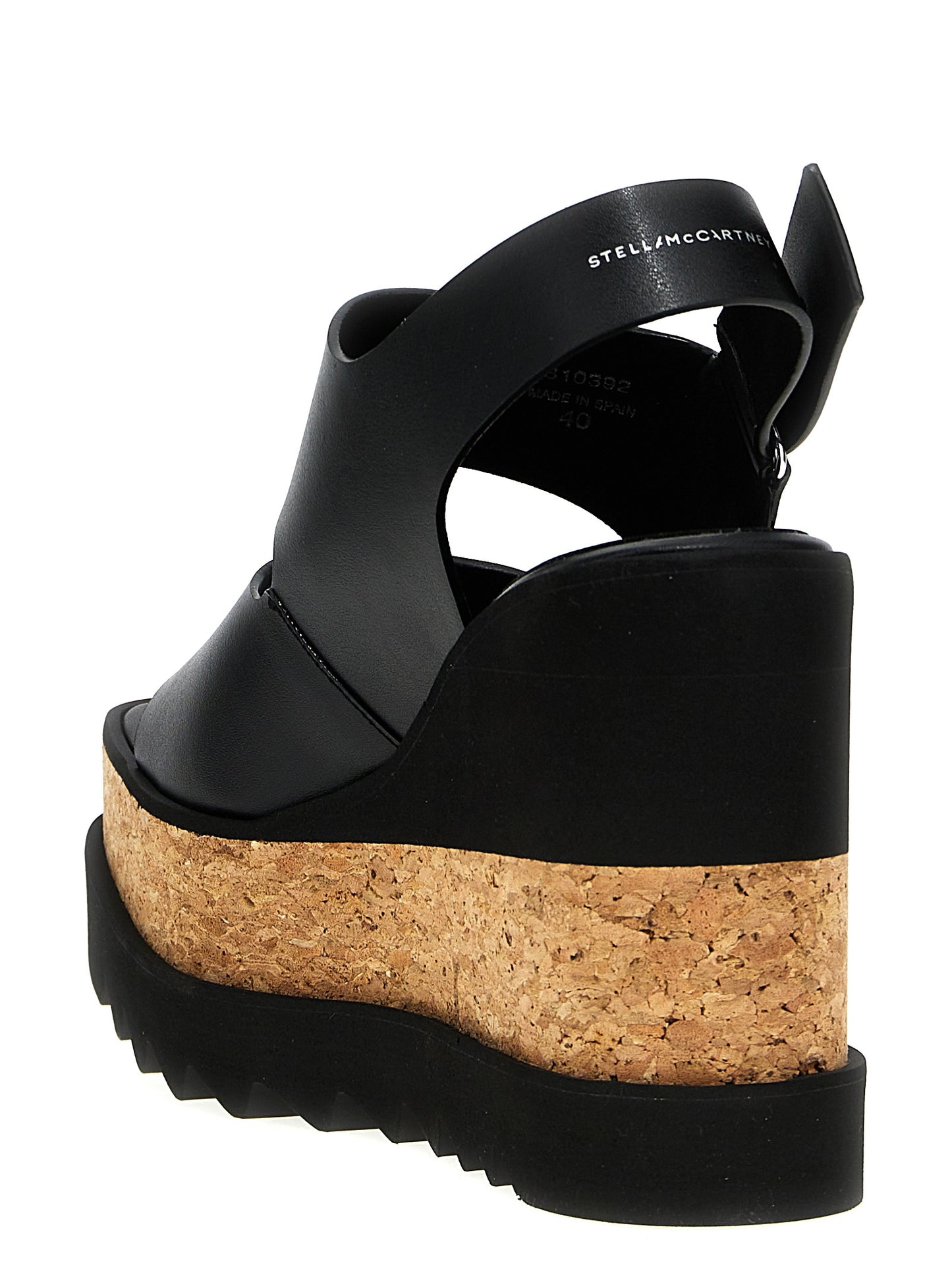 Black Polyester Wedge Sandals