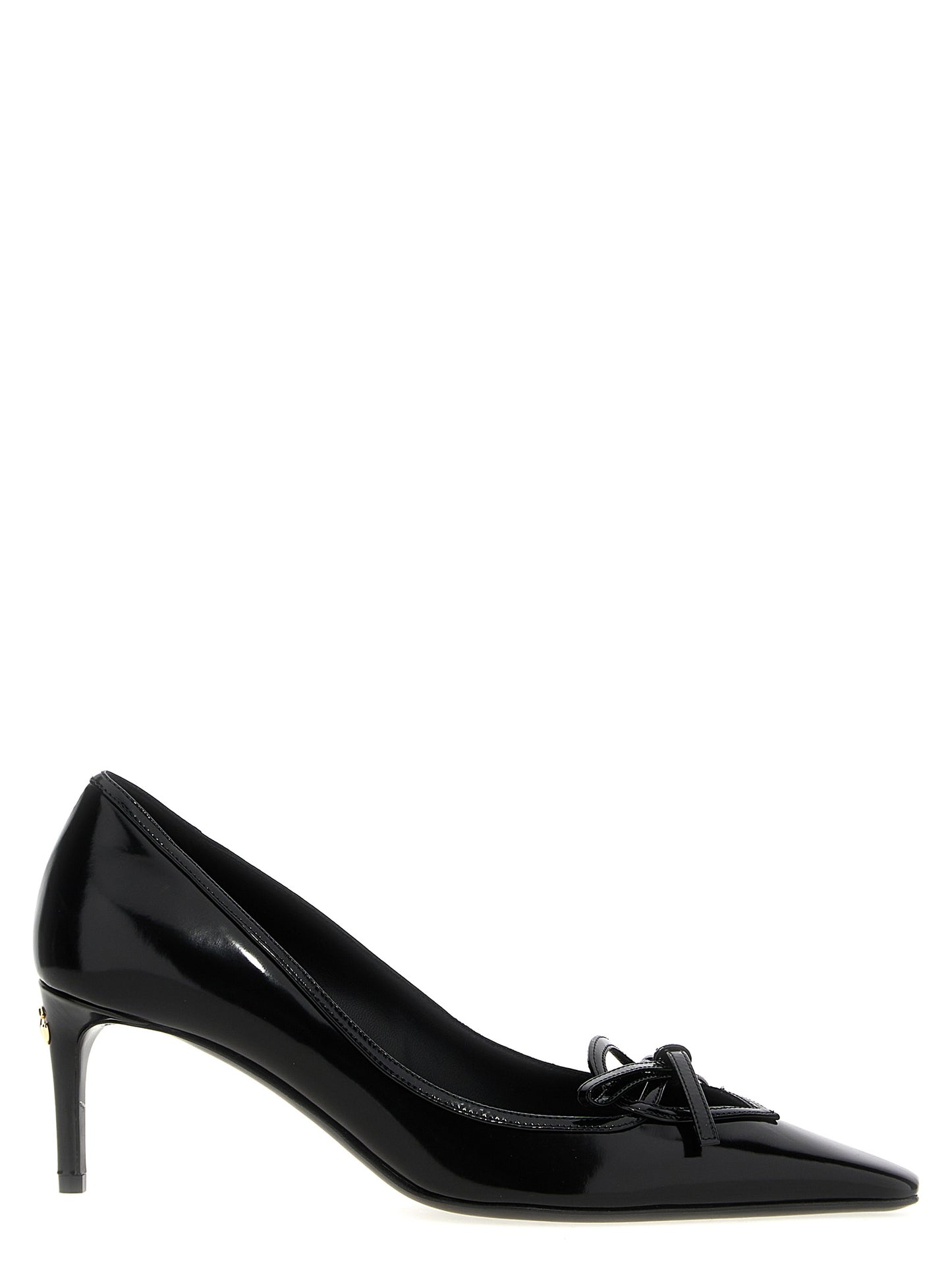 Black Calfskin Mid Heel Pumps