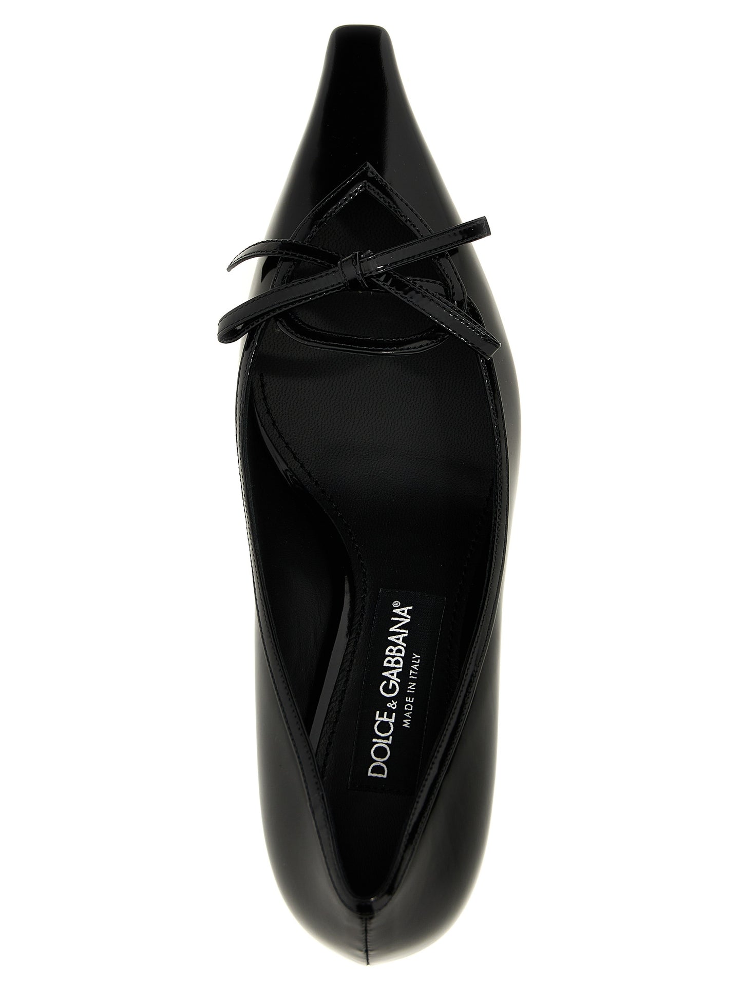 Black Calfskin Mid Heel Pumps