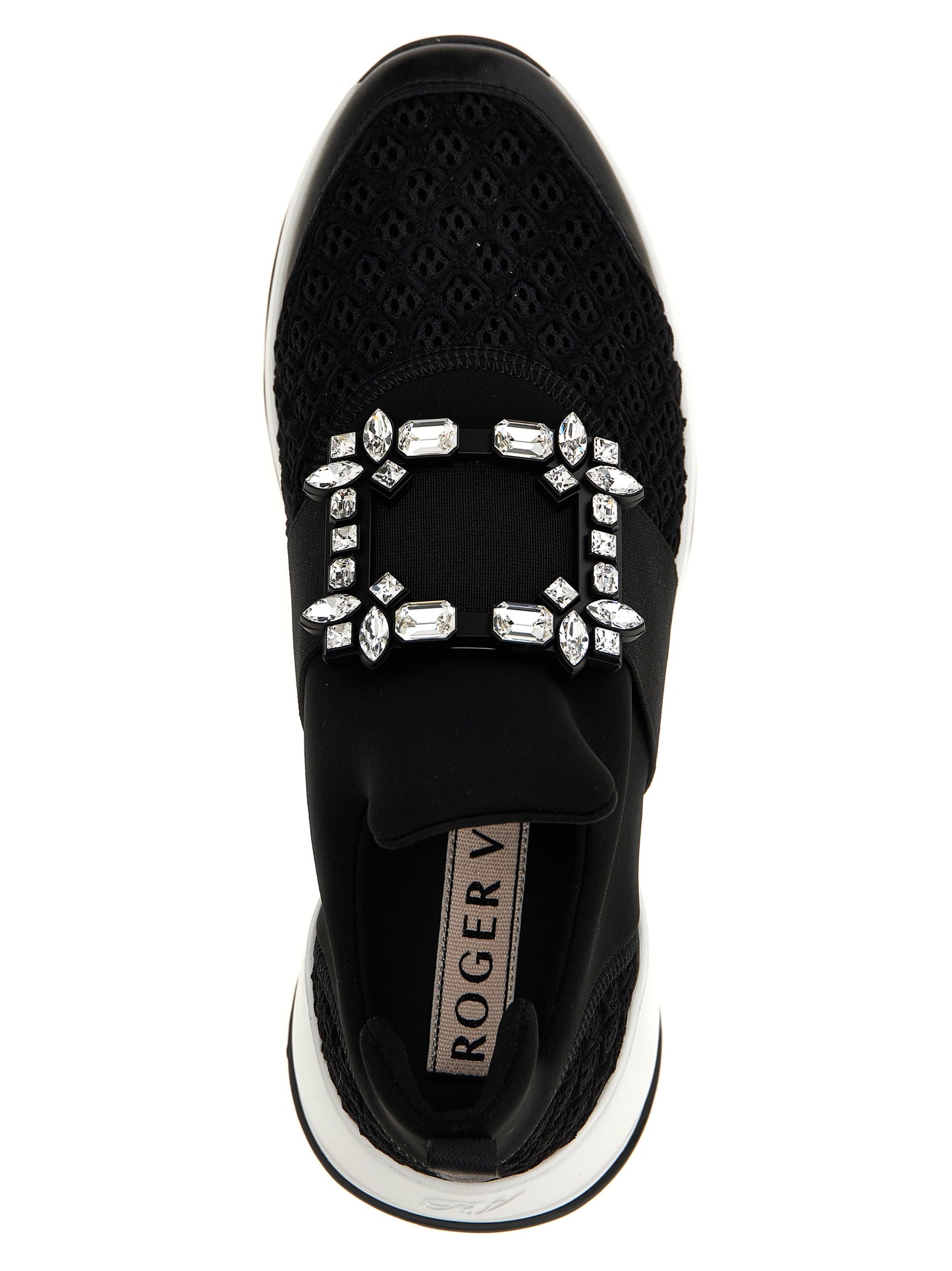 Black Polyester Athletic Sneakers