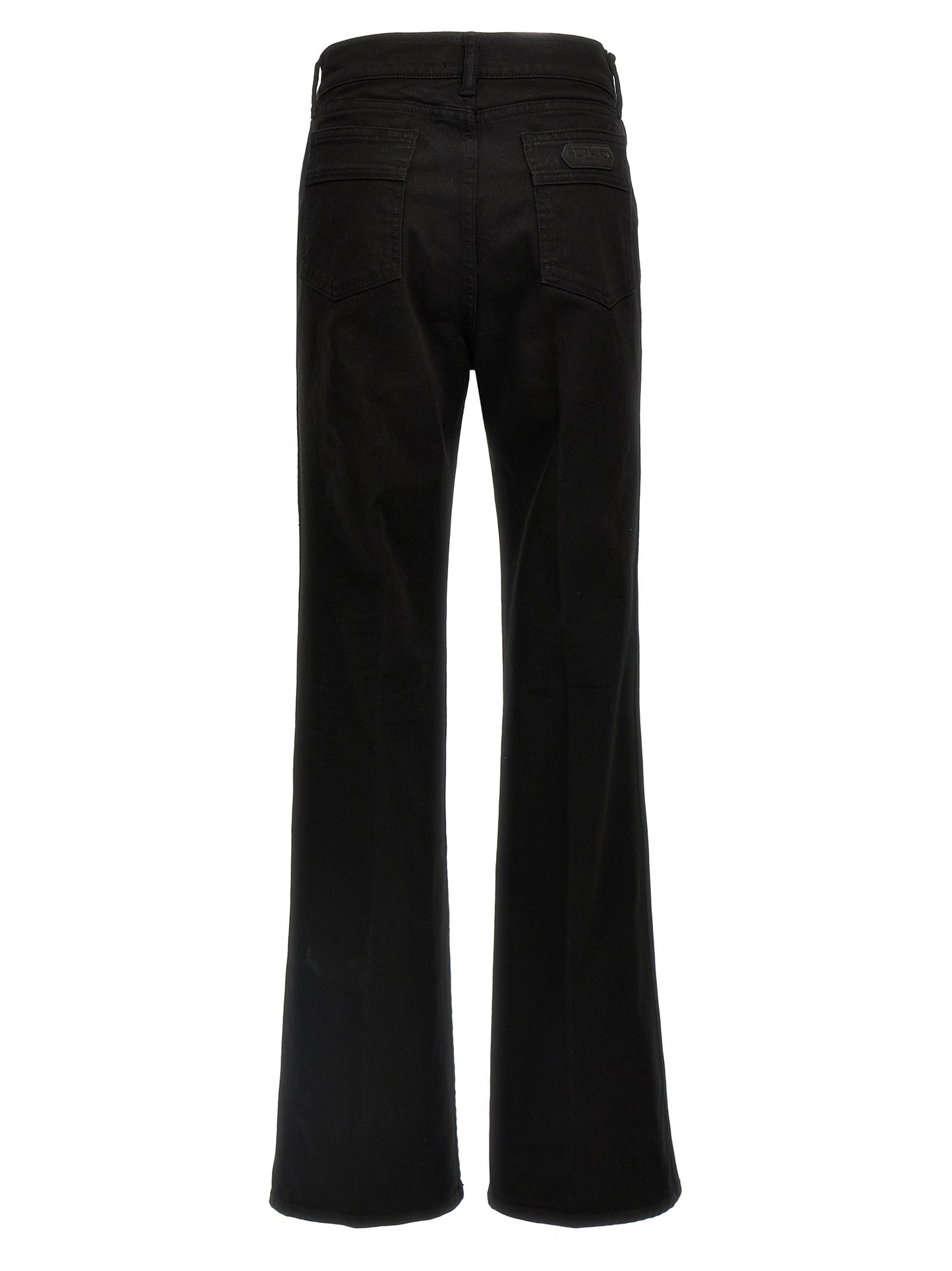 Black Cotton Flared Jeans