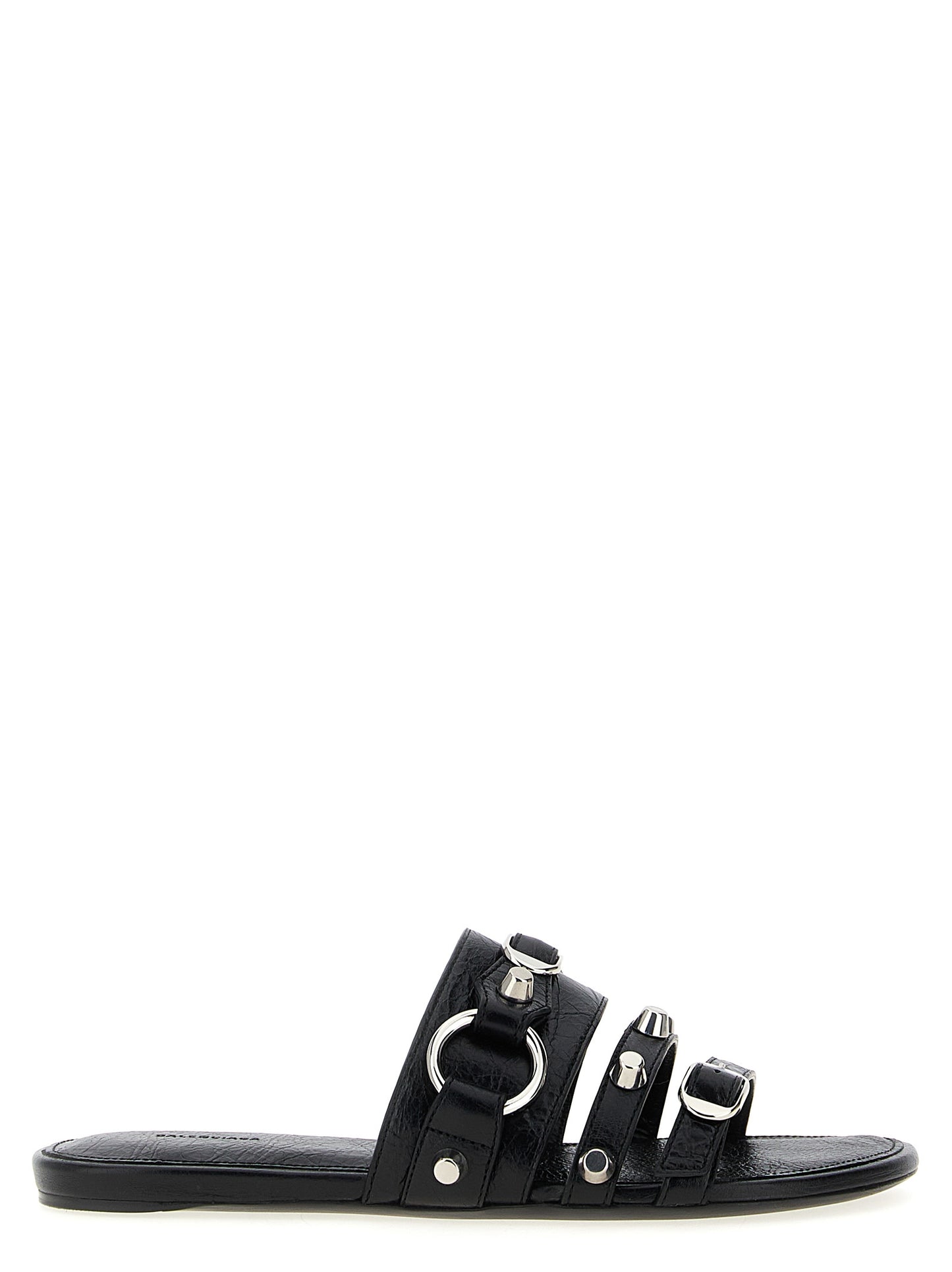 Black Lamb Leather Slides