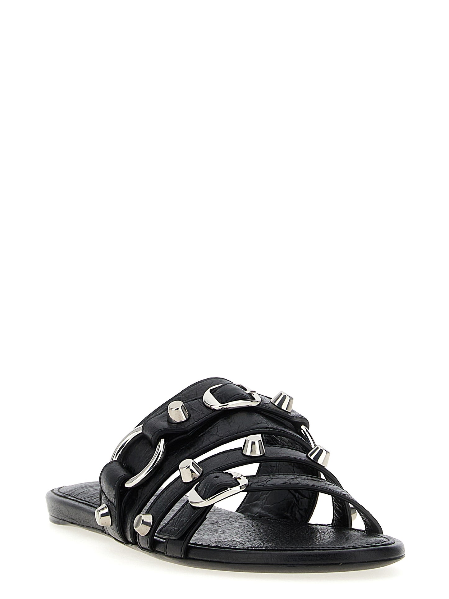 Black Lamb Leather Slides