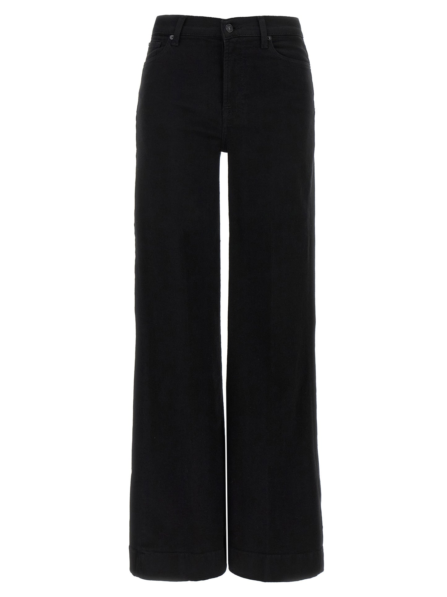 Black Cotton Flared Jeans