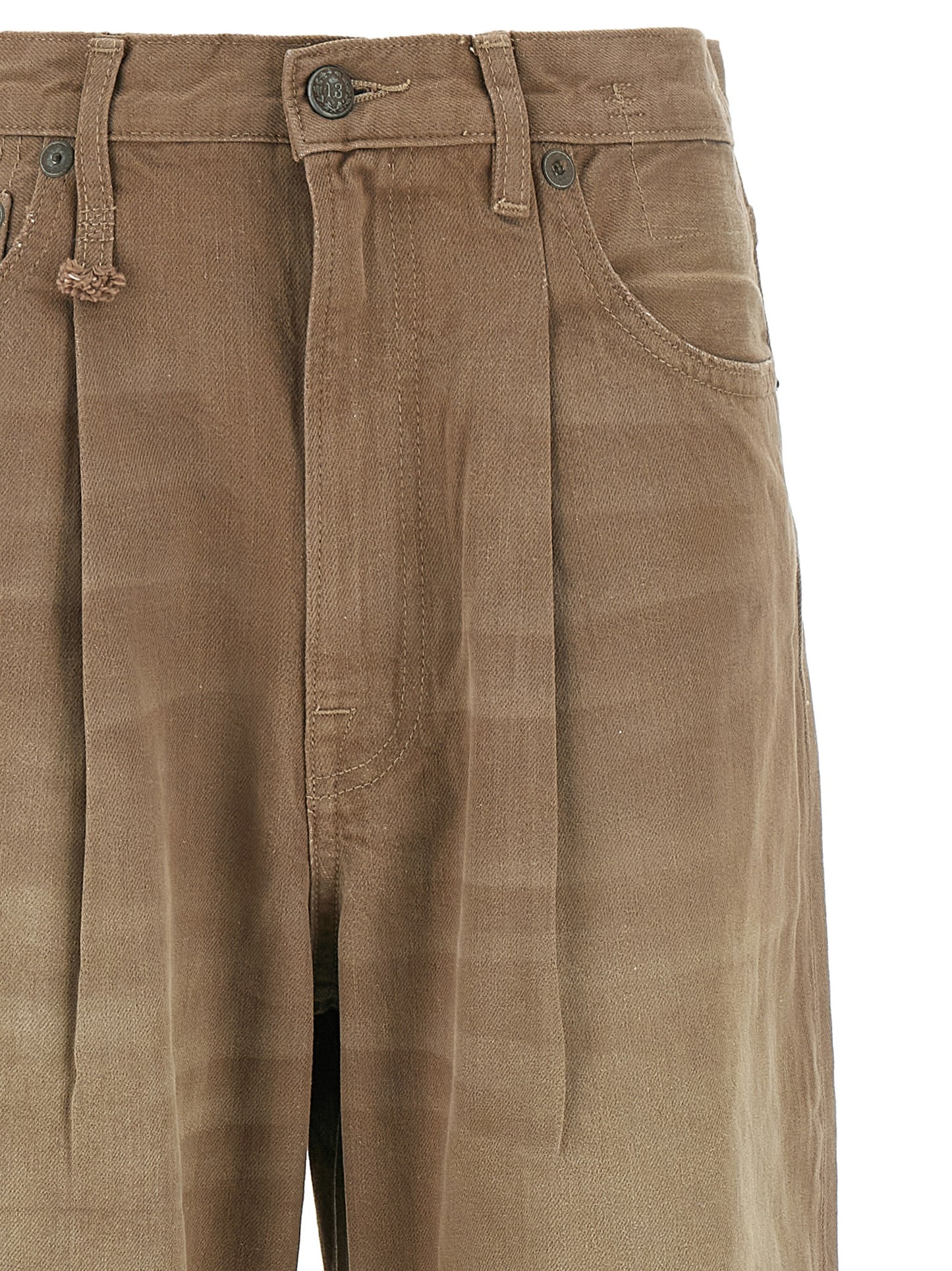 Brown Cotton High-Waisted Jean
