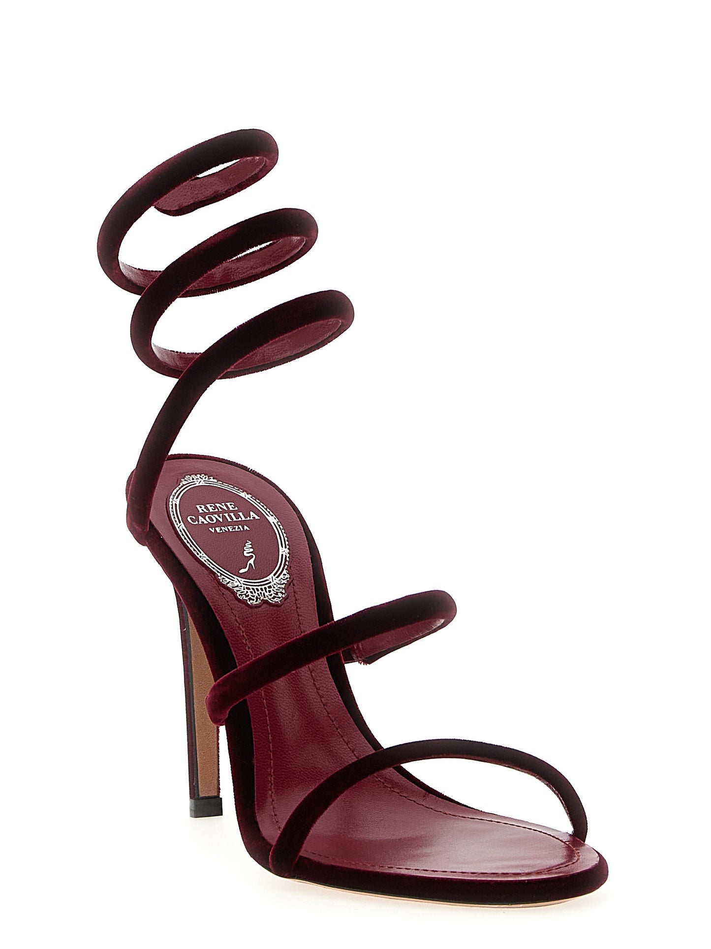 Bordeaux Textile Stiletto Heel Sandals