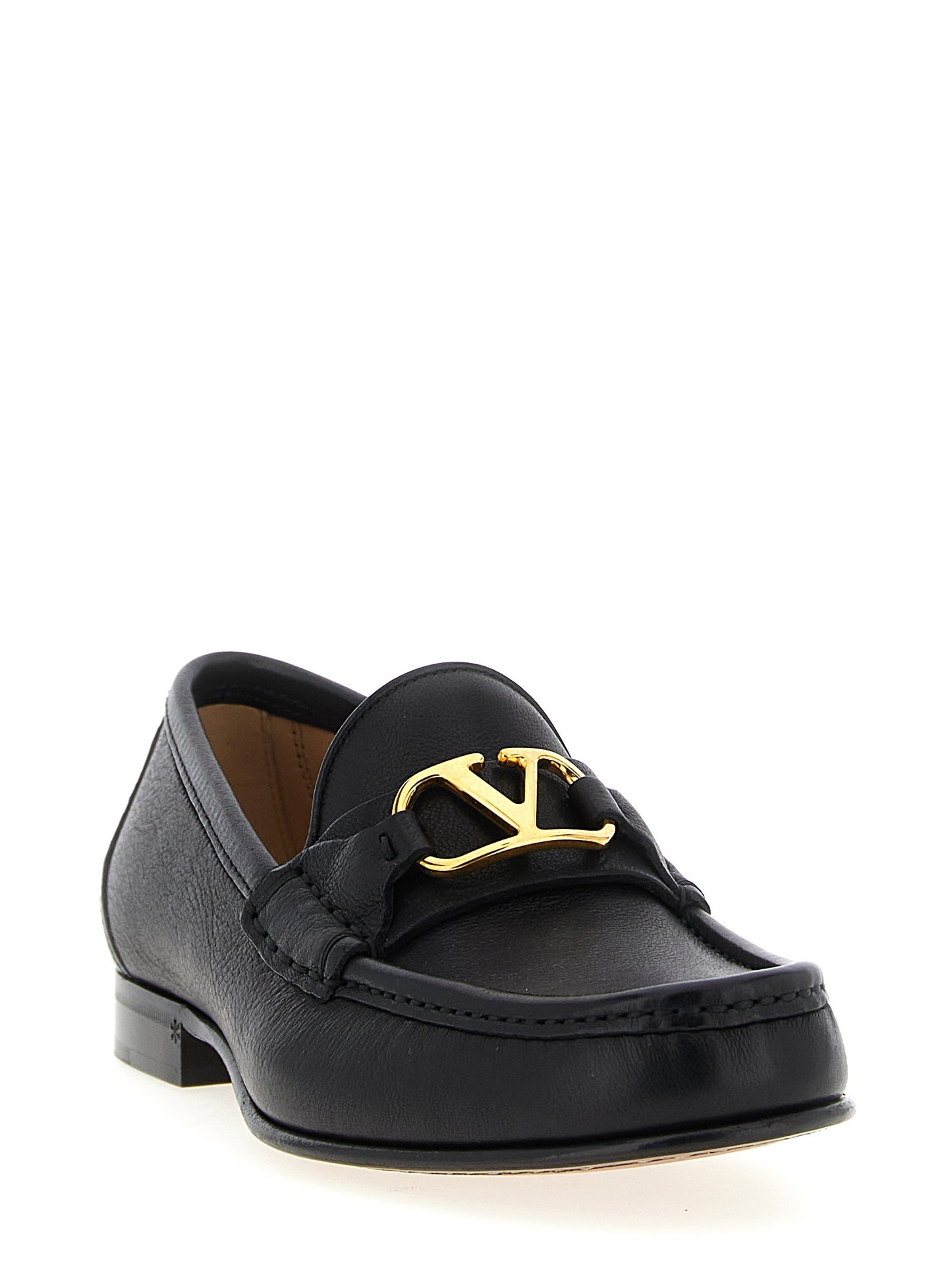 Black Buffalo Leather Slip-On Loafers